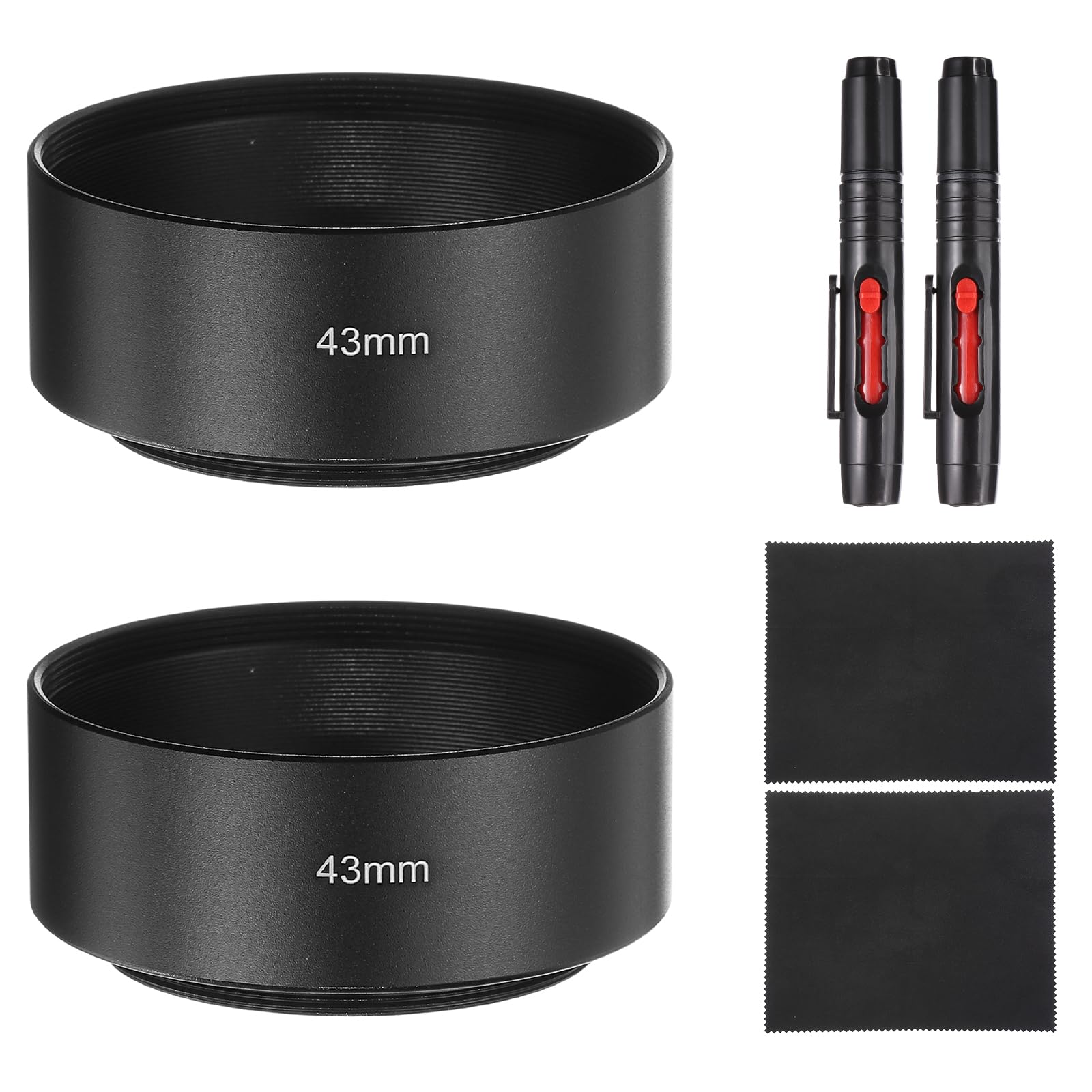 Parasol de 43mm PATIKIL para evitar fotos borrosas por reflejos con kit de limpieza y tapa negra 7