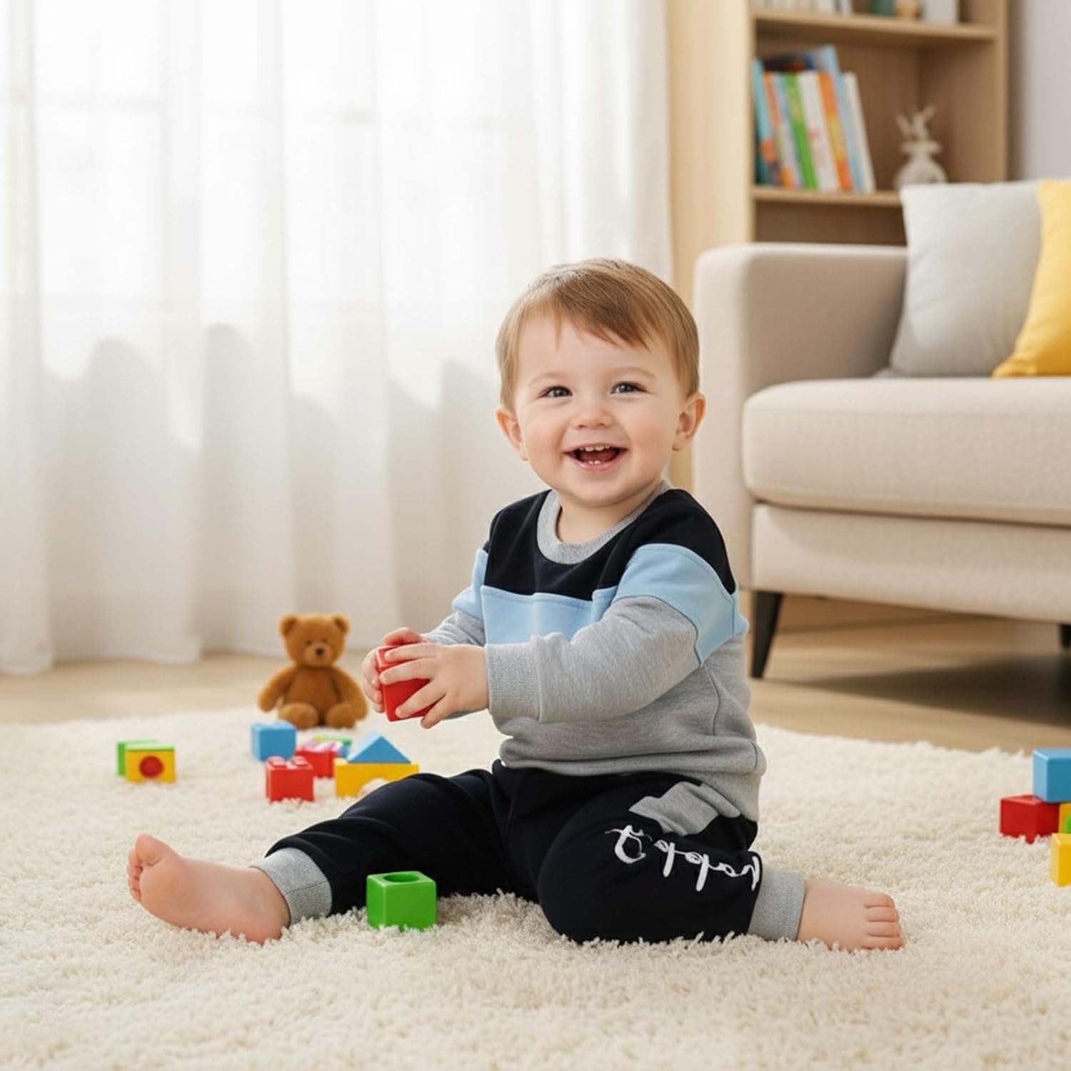 Baby Boy Clothes Toddler Infant Boys Fall Winter Outfit Long Sleeve Multi-Color Sweatshirt Pants Set 2 PCS - Image 3