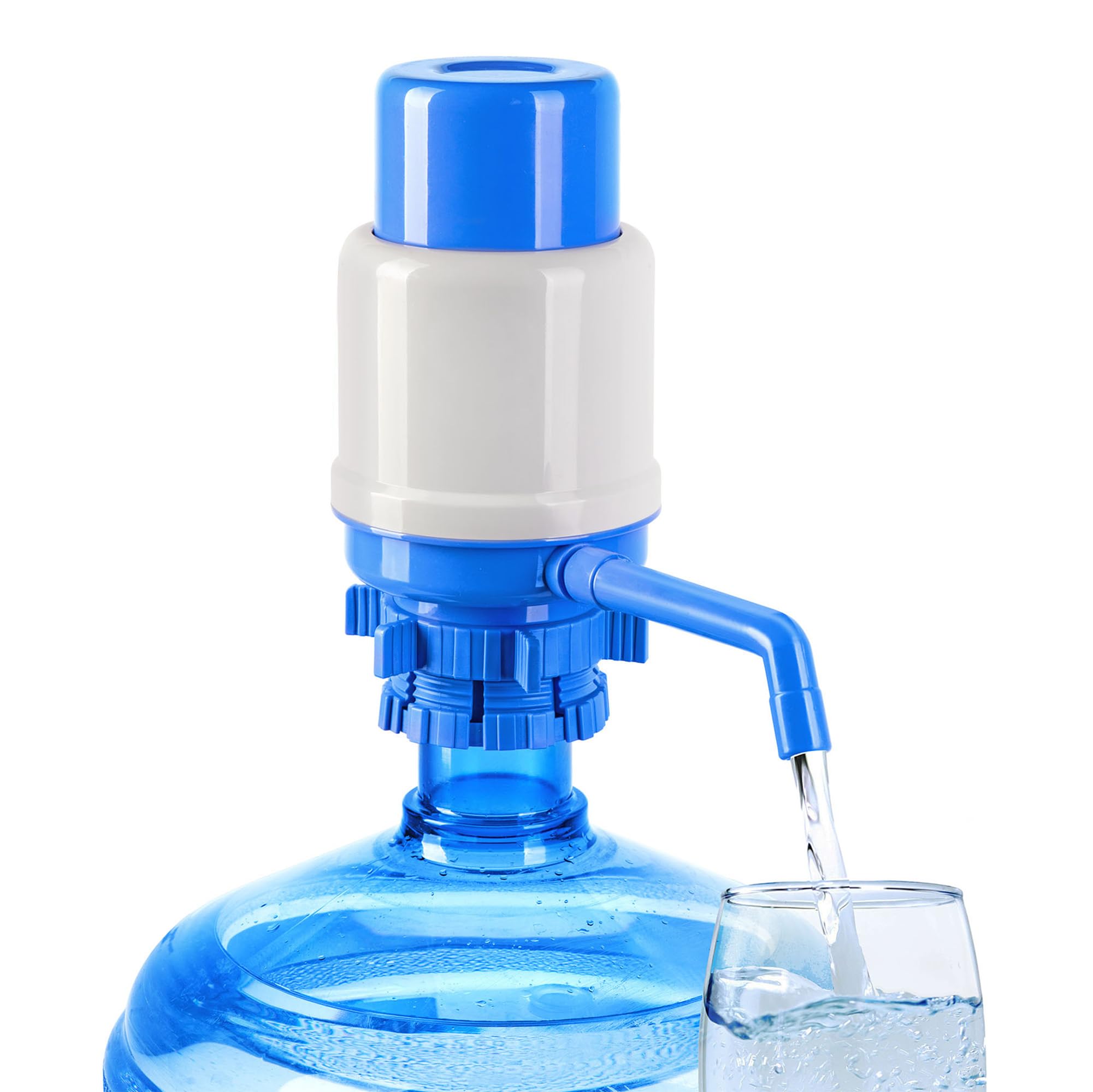 HotFrost Manual Water Pump for 5 Gallon Jug &amp; Bottle – Non-Electric 5 Gallon Water Dispenser, Universal Hand Pump with 3 Adjustable Tubes, 53mm Screw Top Adapter, Spout Cap &amp; Cleaning Brush, BPA-Free