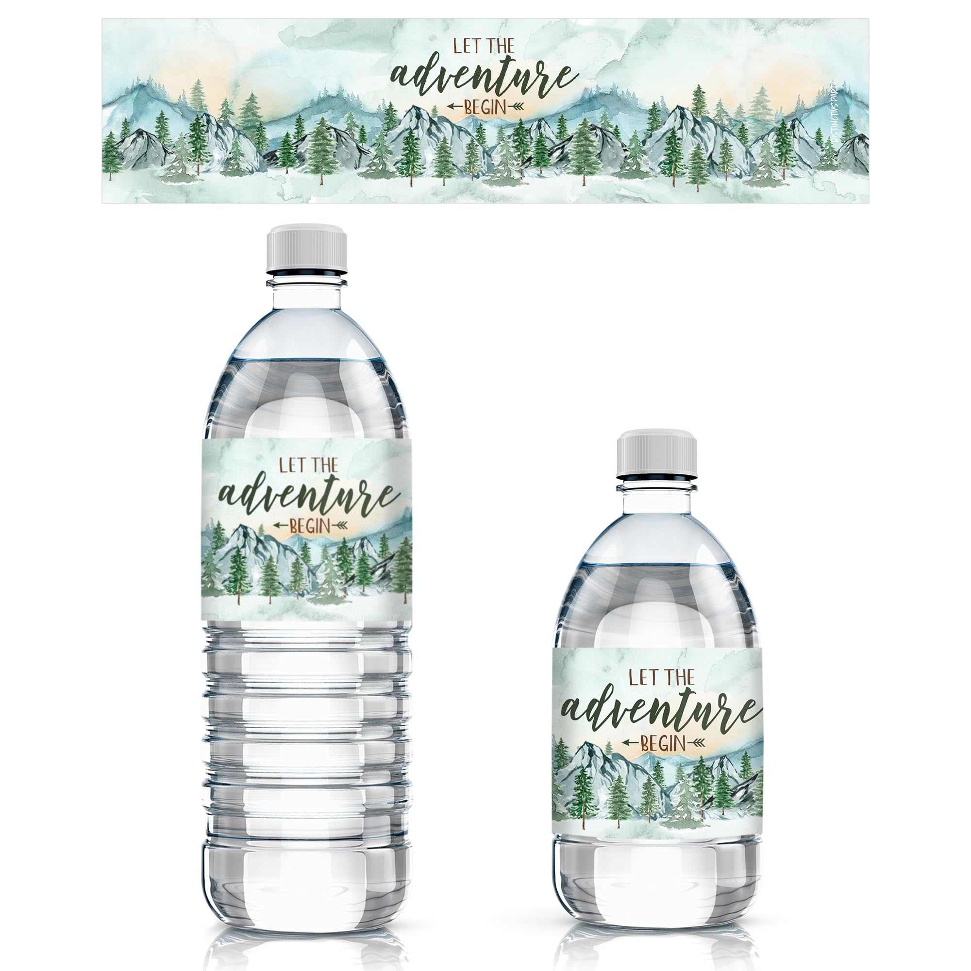 Little Adventurer Baby Shower Water Bottle Labels, National Park Baby Shower Party Favor Stickers - 24 Count, Adventure Awaits Stickers