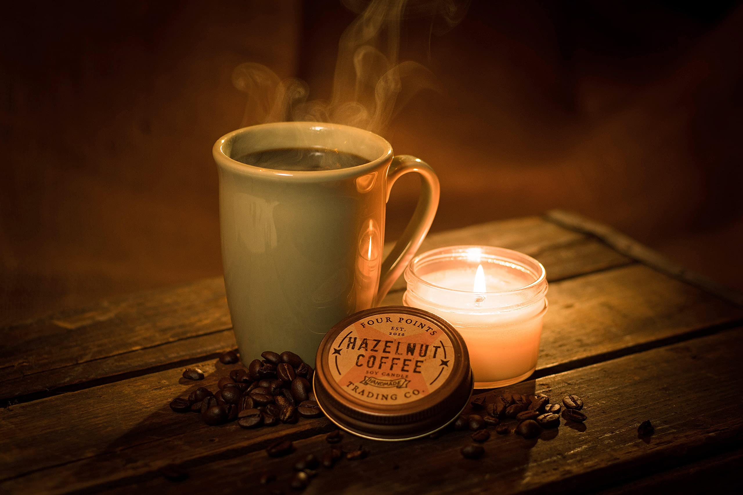 Four Points Trading Co. Hazelnut Coffee 4 Oz Scented Soy Aromatherapy Candle w/Jar