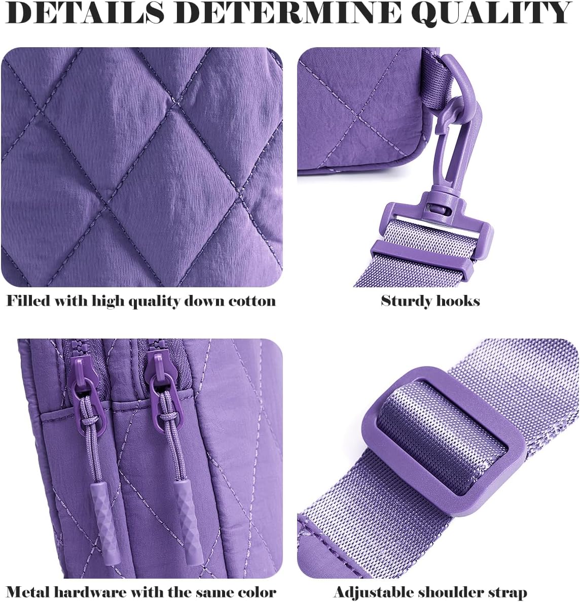 Quilted Puffer Sling Bag for Women Small Backpack Crossbody Chest Bag Fanny Packs Purses for Casual Traveling Hiking - Image 6