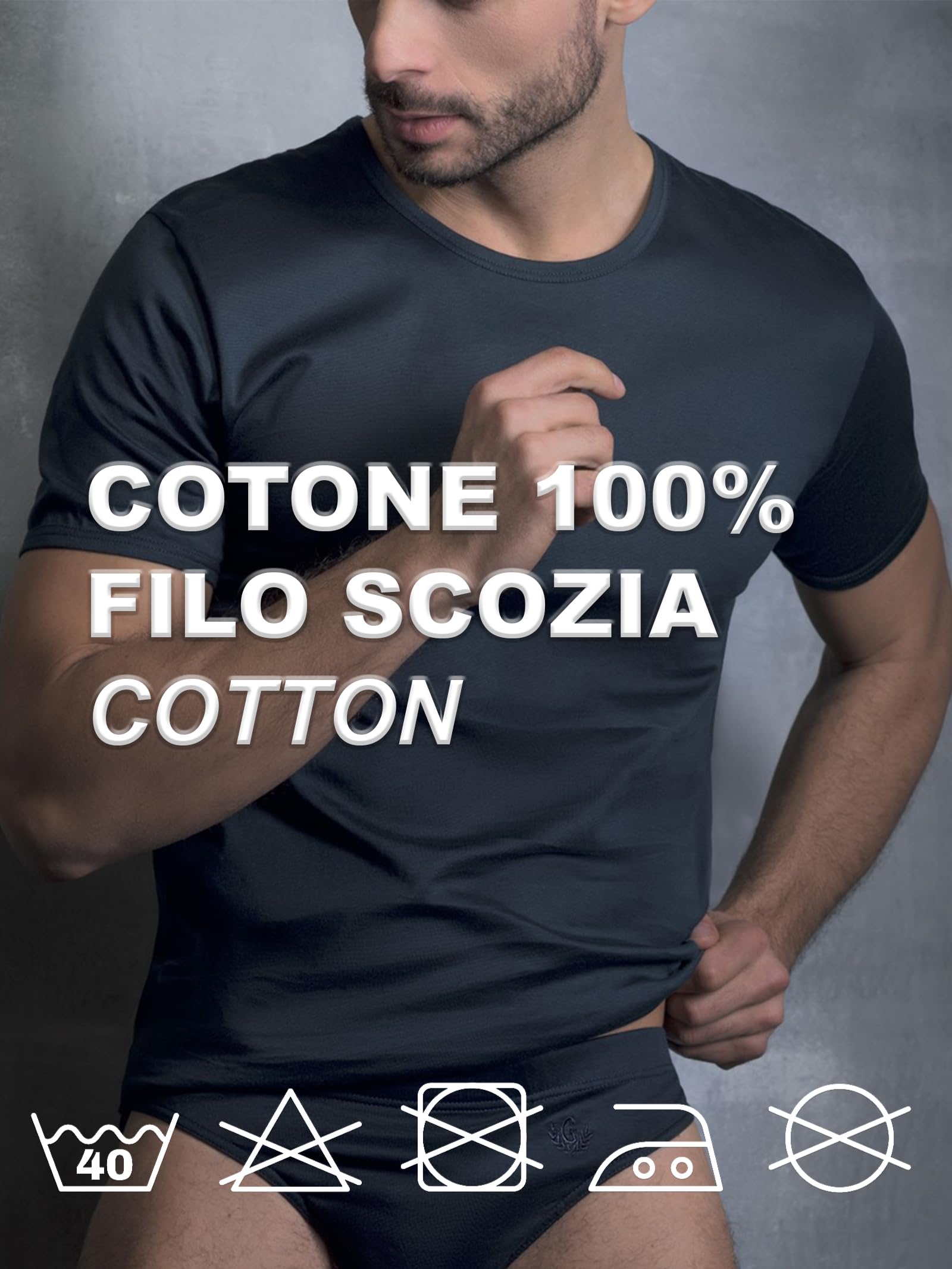 GARDA - 3pz T-Shirt Uomo Mezza Manica Scollo a V in Cotone Filo di Scozia Art. 0036