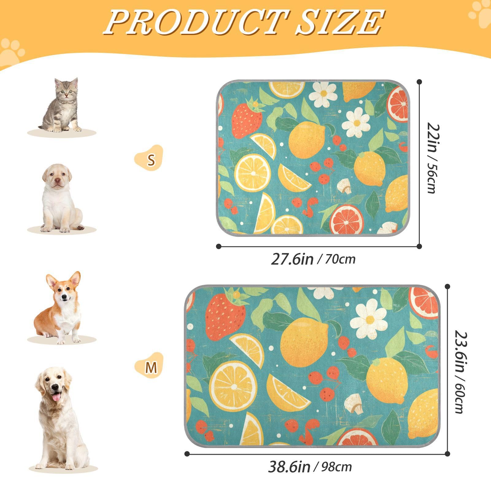 siphylline Green Fresh Fruits Summer Summer Blankets for Medium Dogs Washable Self Cooling Washable cat Bed for cat Dogs Outside Cordless Camas frias para Perros S