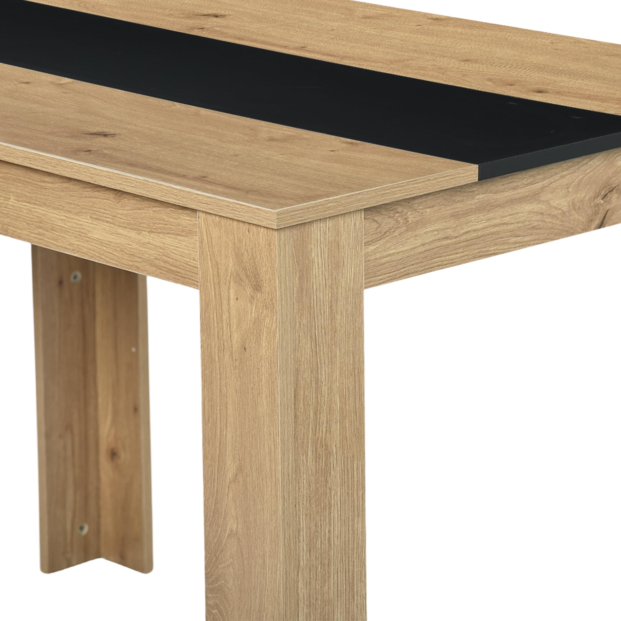 Table de Salle à Manger 140 cm pour 6 Personnes, Table de Cuisine Rectangulaire en Bois pour Salle à Manger Cuisine Restaurant ou Salon, Style Industriel, Chêne et Noir, 140×70×75 cm