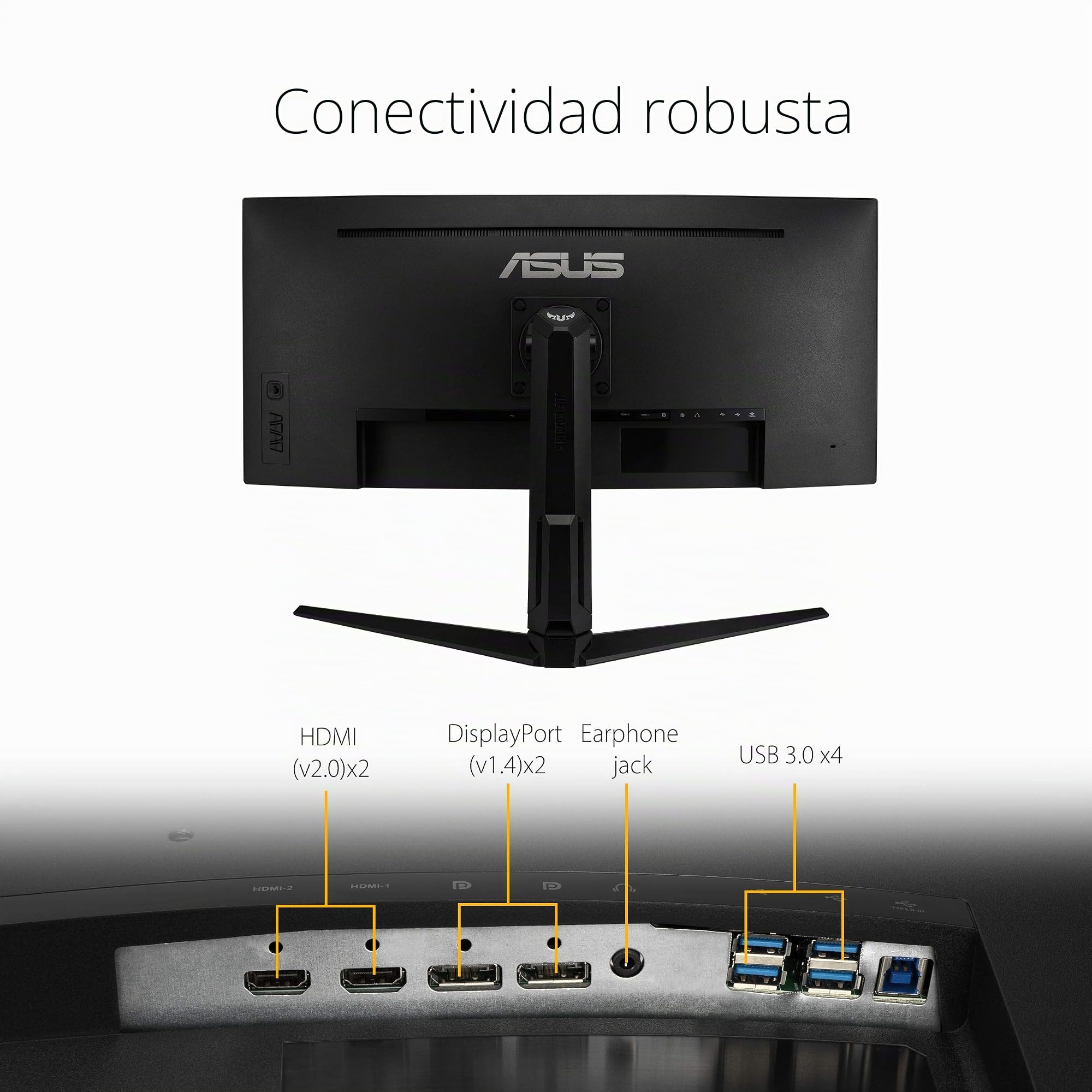 ASUS TUF Gaming VG34VQL1B Monitor HDR Curvo de 34", WQHD (3440 x 1440), 165 Hz, 1 ms, desenfoque Extremo de Movimiento bajo, FreeSync Premium, Cuidado de los Ojos, DisplayPort HDMI USB, Altura