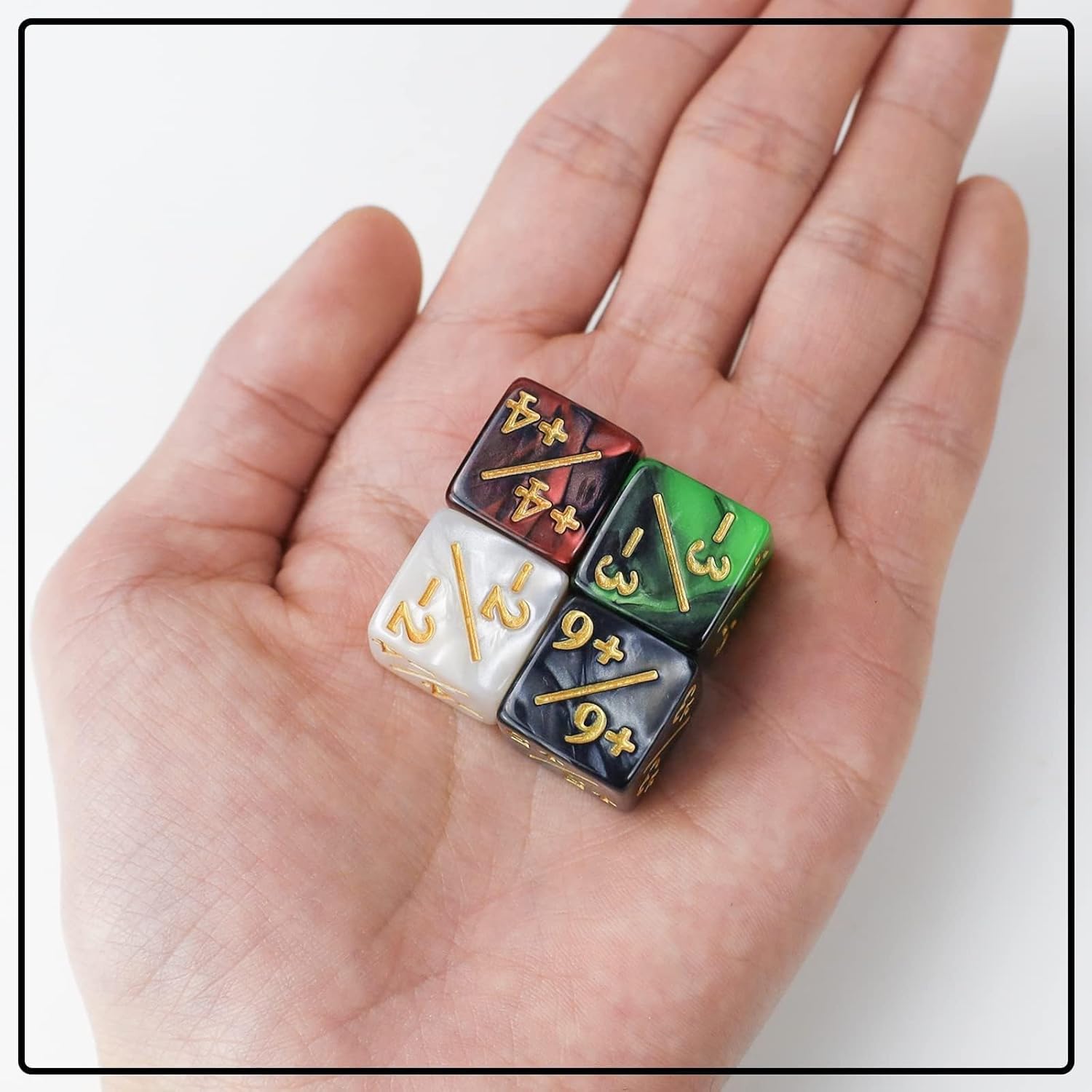 48 Pieces MTG Counters Token Dice, Magic The Gathering Glitter Sparkle Loyalty Cube, Starry Marble D6 Compatible With MTG, CCG, Card Gaming Accessory - 4 Colors