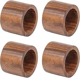 DII Basic Napkin Ring Collection, Decorative Rustic Farmhouse Style, Small Set, Wood Band, 4 Piece