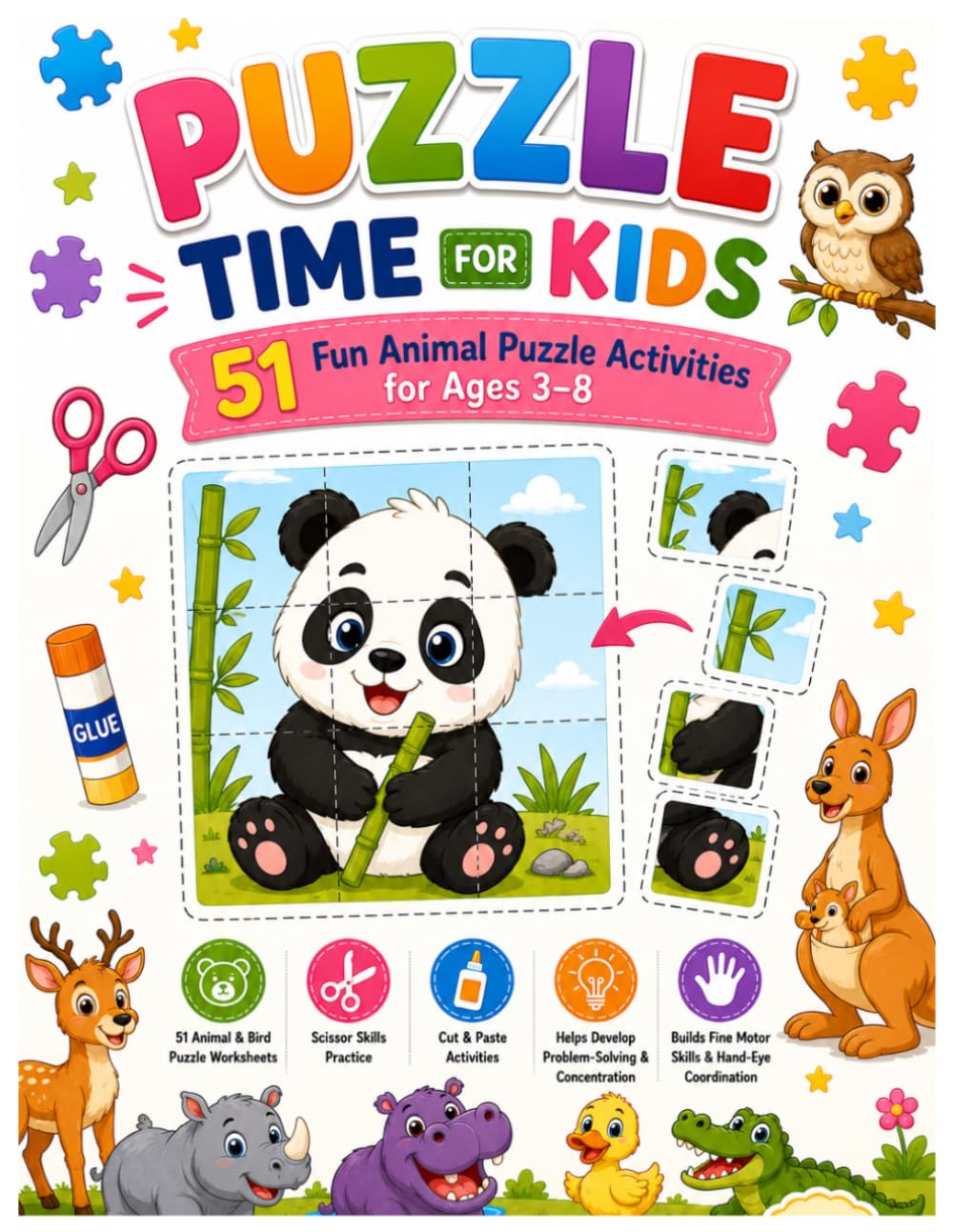 : Puzzle Time for Kids: 51 Fun Animal Puzzle Activities for Ages 3–8