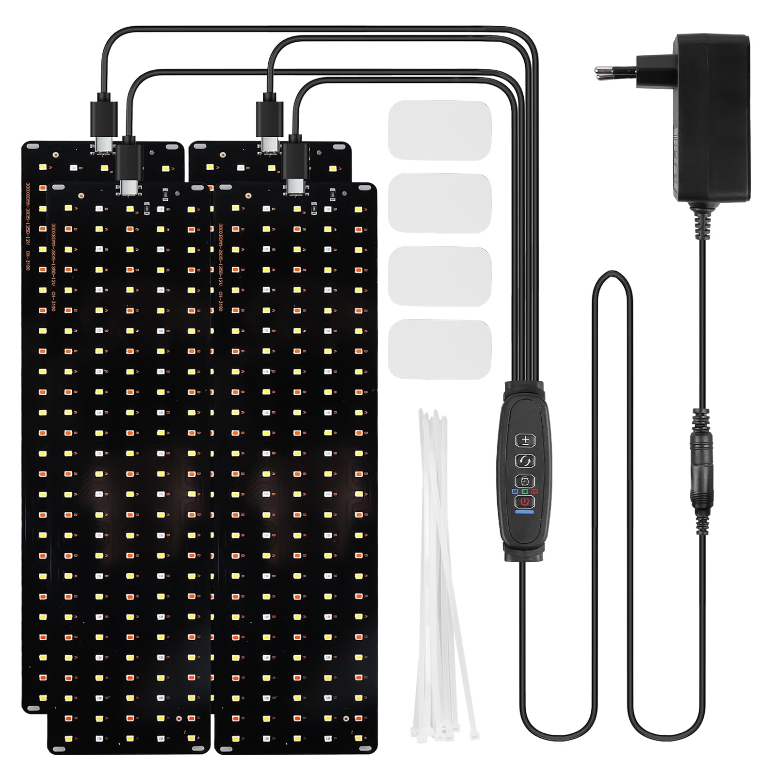 Lampada per piante a LED a spettro completo con 540 LED, 10 tipi di luminosità, lampada per piante, luce per coltivare con timer da 3/9/12H, per semi, piante e fiori, nero