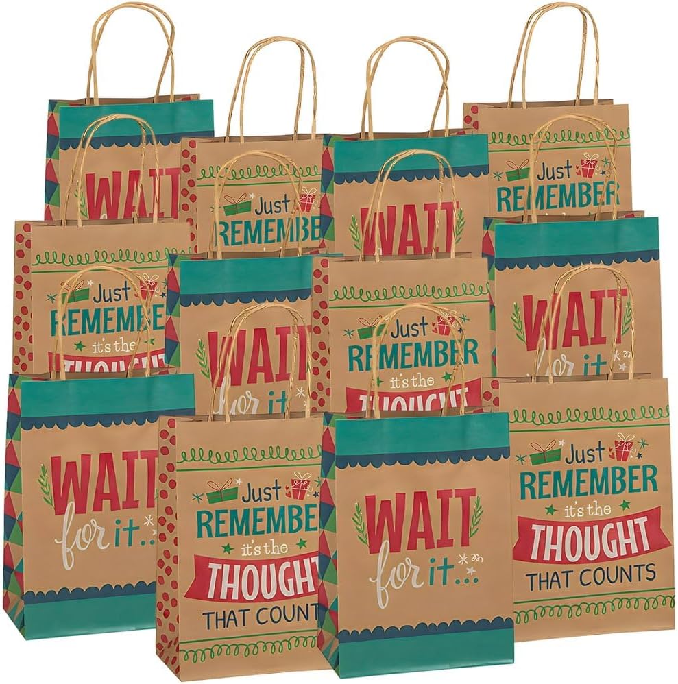 Fun Saying Craft Gift Bags for Christmas - Set of 12 - Party Supplies