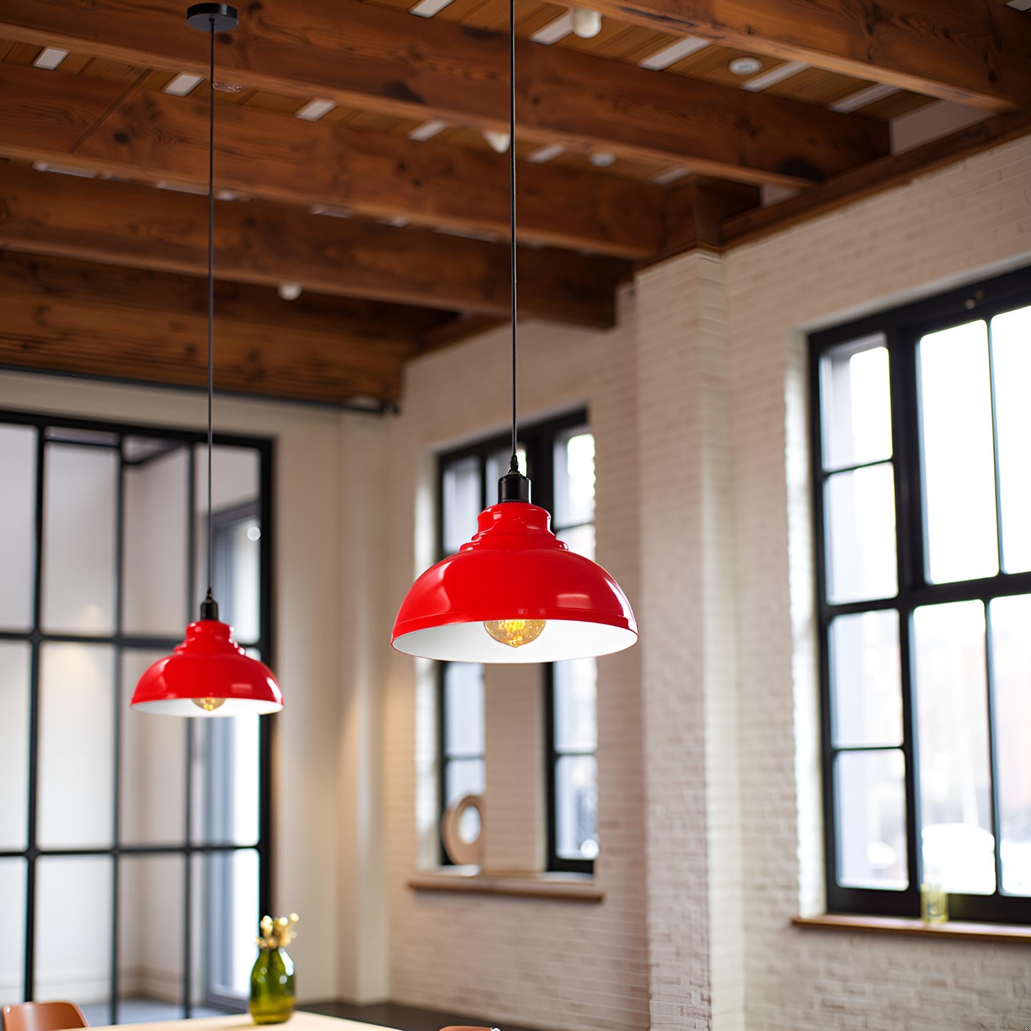 LEDSone Stile vintage retrò industriale a 5 vie steampunk metallo tubo bar luce pendente lampadario lampada a sospensione tubo acqua illuminazione soffitto illuminazione interno (Rosso Rustico