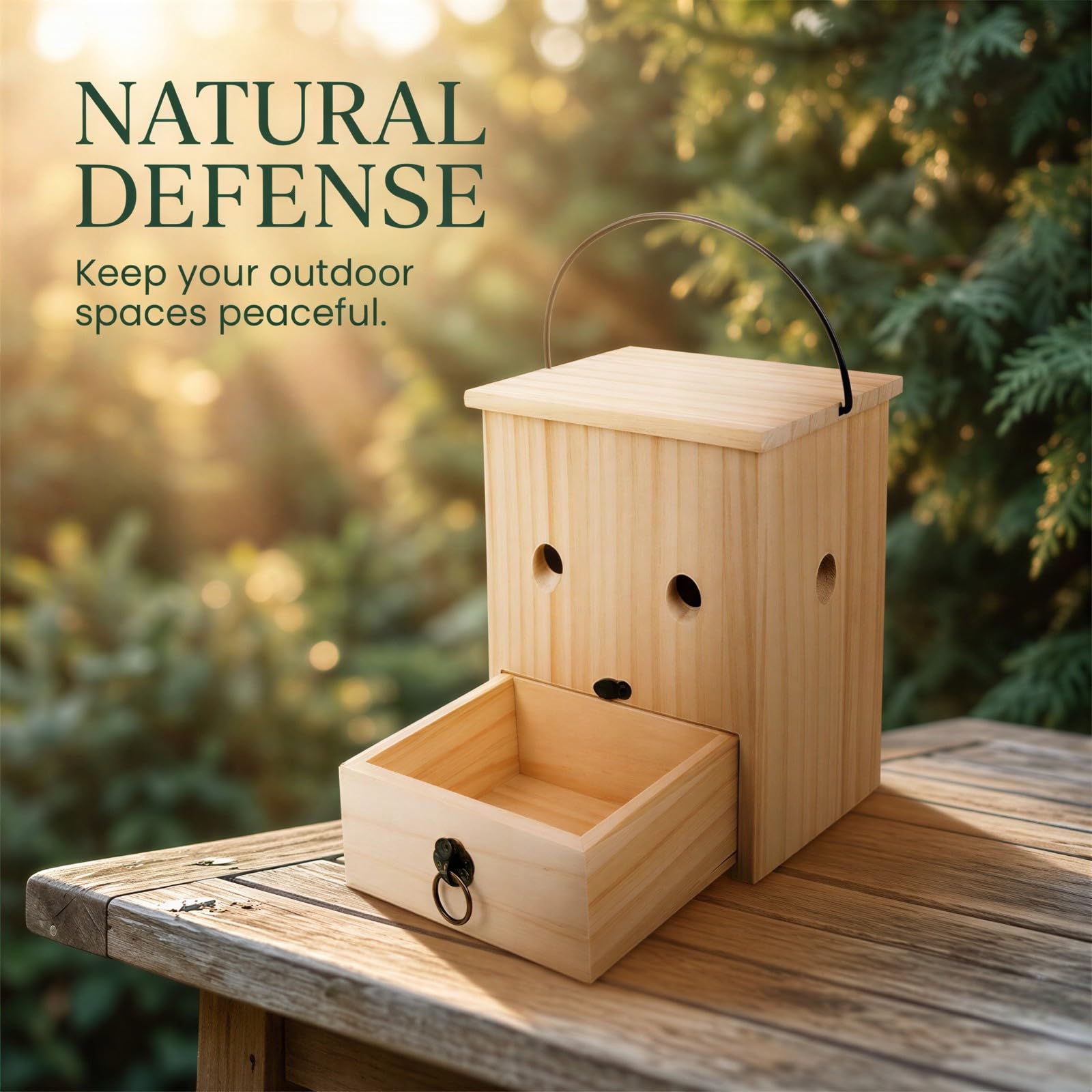 Lot de 2 pièges à guêpes en Bois, réutilisables, résistants aux intempéries, avec tiroir de Nettoyage Facile, pour Jardin, terrasse et Cour arrière