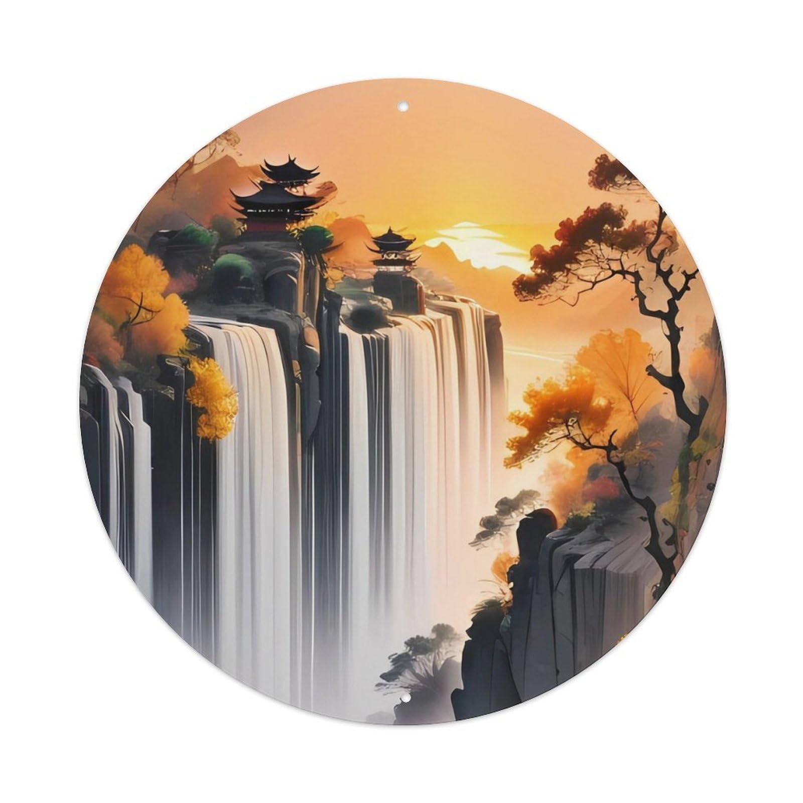 Landscape Small Yard on The Waterfall Metal Tin Sign
