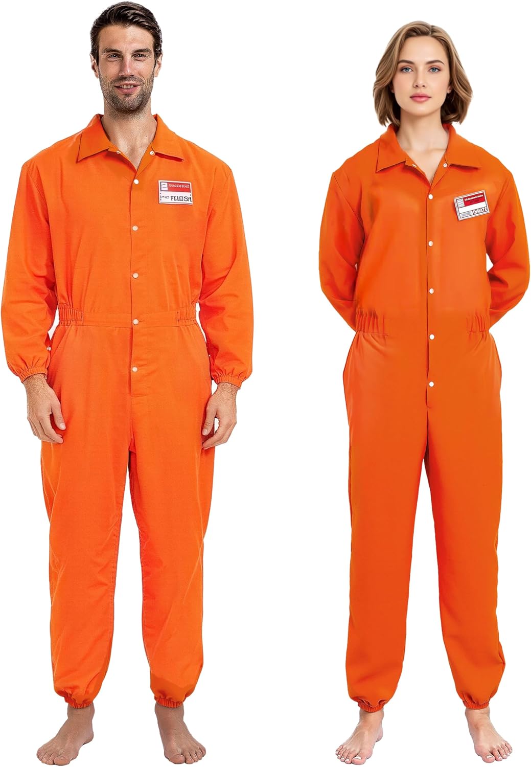Spooktacular Creations Orange Prisoner Jumpsuit Costume Men, Orange Jumpsuit Women with Name Tag, Halloween Costumes Adult - Image 3