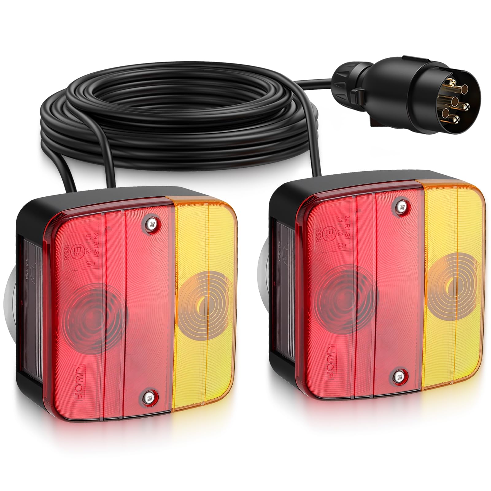 Câble de feux remorque 12V avec 2 ampoules de feu arrière et kit magnétique pour plaque de signalisation - 8