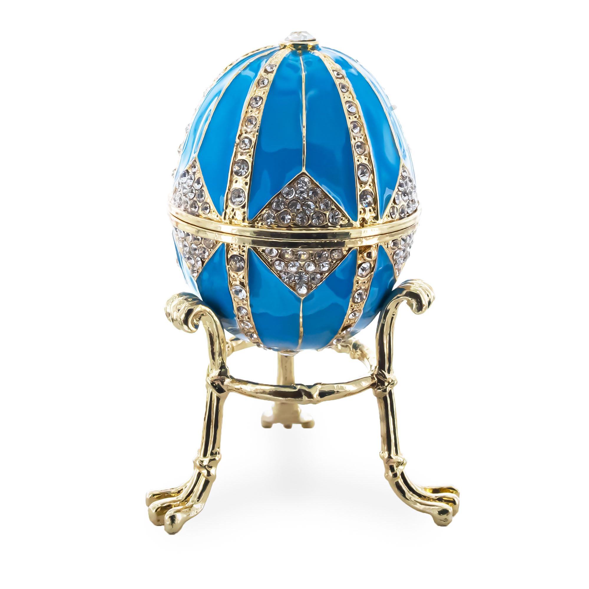 Cristal Rombo en Huevo de Pascua de Metal Inspirado en el Real Azul Esmalte de 3.15 Pulgadas.