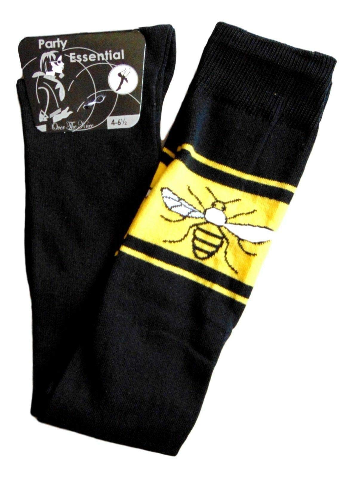 Ladies Stripe Printed Over the Knee High Socks Women Fancy Stretch OTK Socks Bee Print
