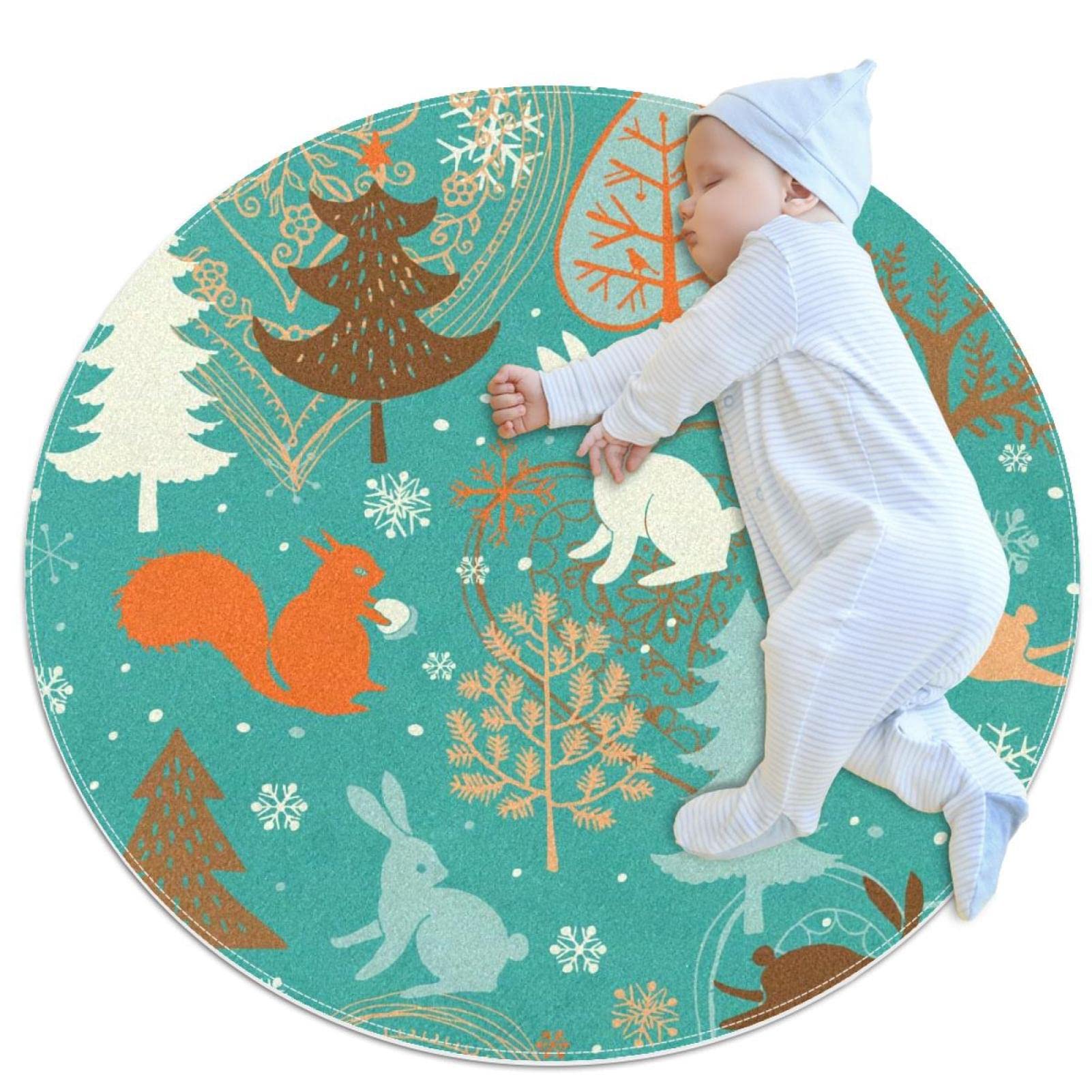 Alfombra redonda para niños de conejos JDEZ alfombra de área infantil de 80x80cm