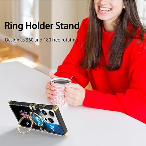 Miniatura 4 de nancheng Funda para iPhone 15 Pro (6.1 pulgadas), bonita funda para iPhone 15 Pro niñas y mujeres, funda cuadrada con soporte de anillo + correa de