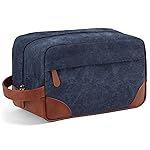 Vorspack Large Travel Toiletry Bag - Hanging Toiletry Bag for Men Water Resistant Canvas Shaving Bag with Large Capacity for Home Travel - Navy Blue
