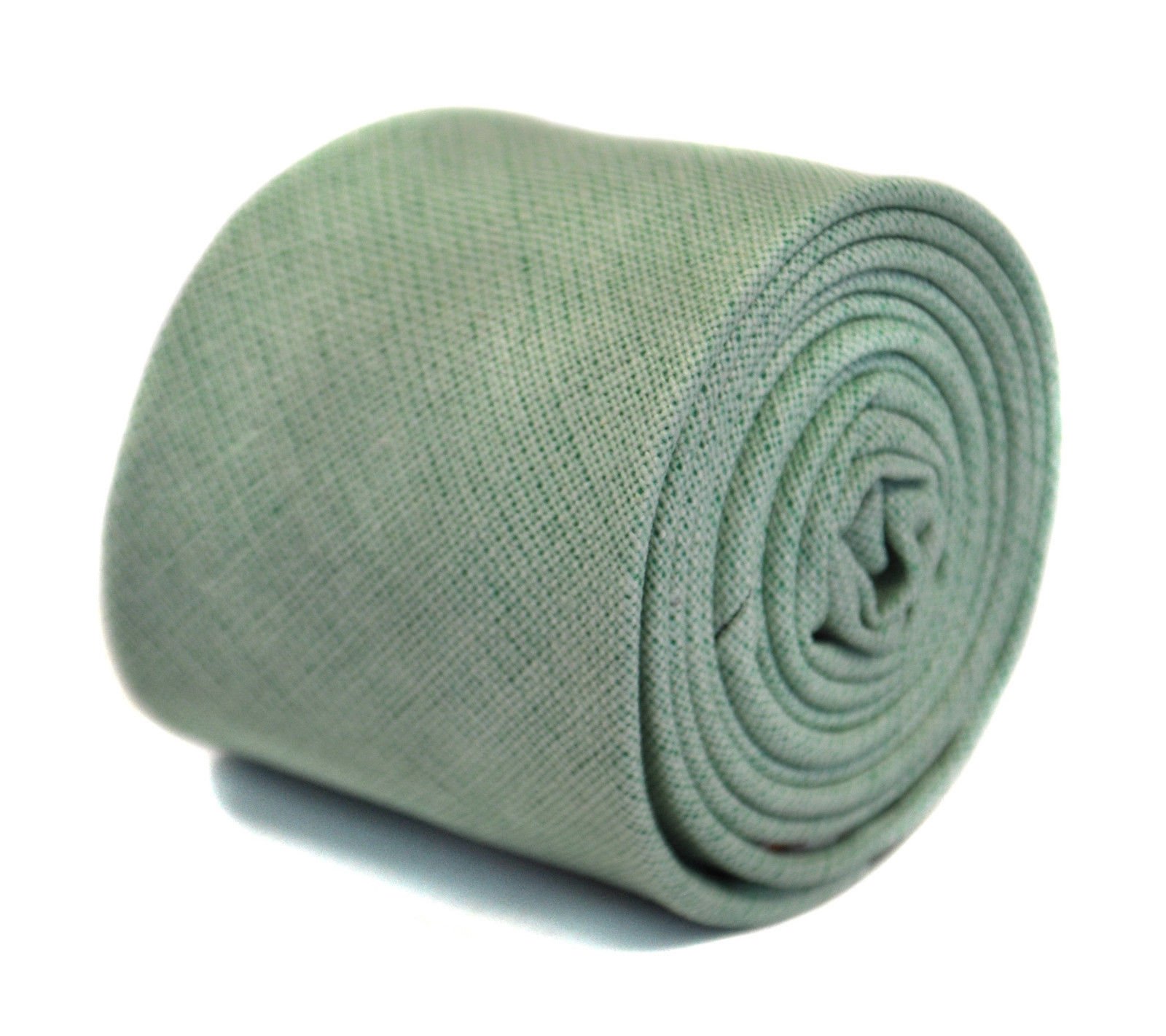 Frederick Thomas Men's Green Pale Mint Linen Tie, Premium ’S Necktie For Office, Weddings, Birthdays, Formal Or Casual Wear