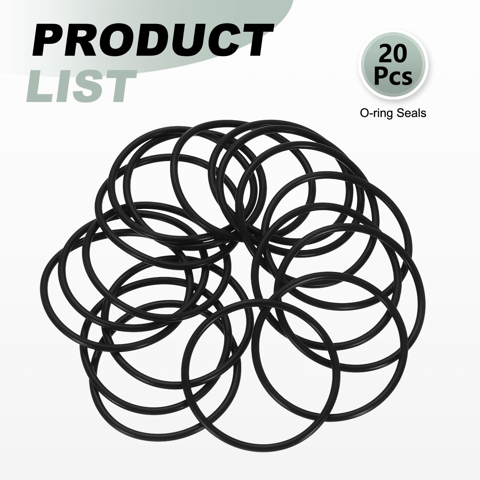 PATIKIL O-ring, 20 szt. Gumowe uszczelki EPDM okrągłe o-ringi do silników samochodowych, pompy elektromagnetyczne, przyrządy, czarne (ID x OD: 45 x 50 mm)