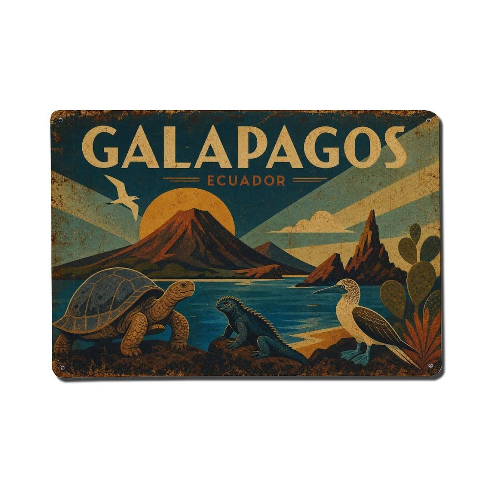 Travel Vintage Ecuador Galapagos Metal Tin Sign