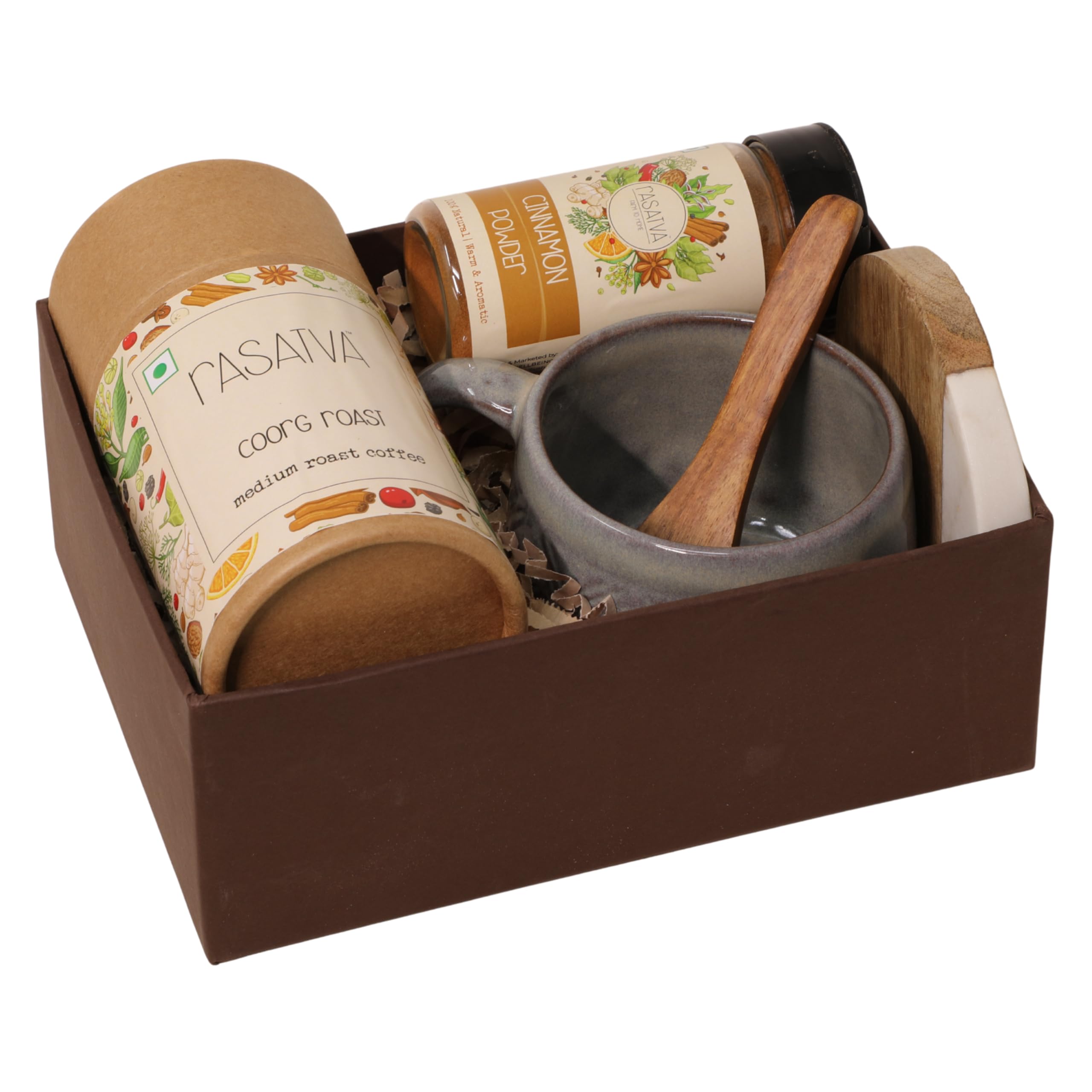 Rasatva Coorg Roast Java Box - Coffee & Cinnamon | Gourmet Coffee Gift Hamper | Premium Corporate Gift for Employees | Luxurious Gift for Friends & Family on Anniversary or Festivals