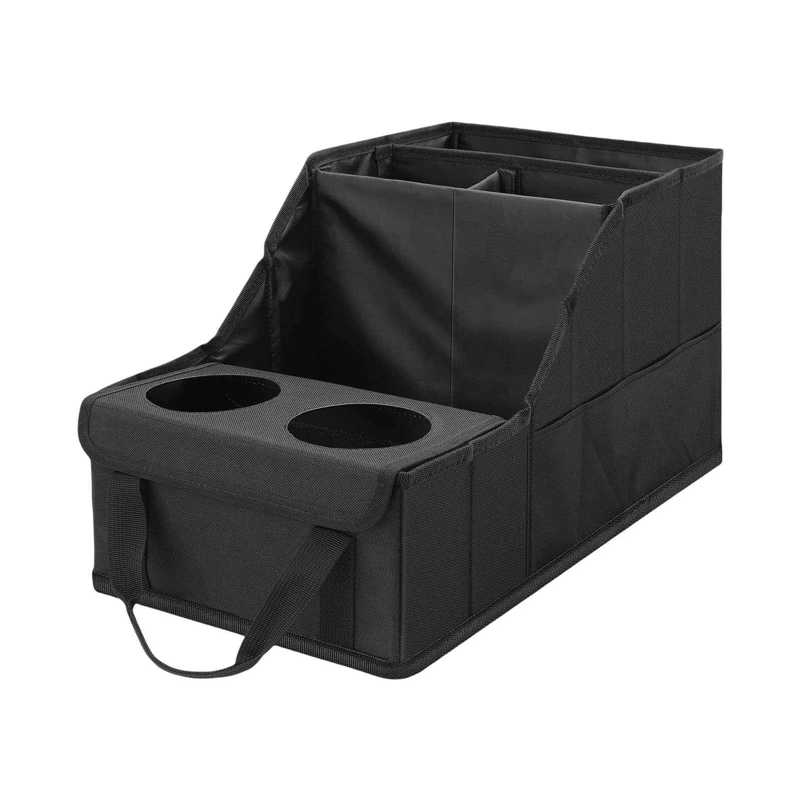 Organizzatori per auto da viaggio su strada con doppia fessura per bevande 4 sezioni di archiviazione per accessori da viaggio per la famiglia supporto di stoccaggio posteriore del sedile organizer