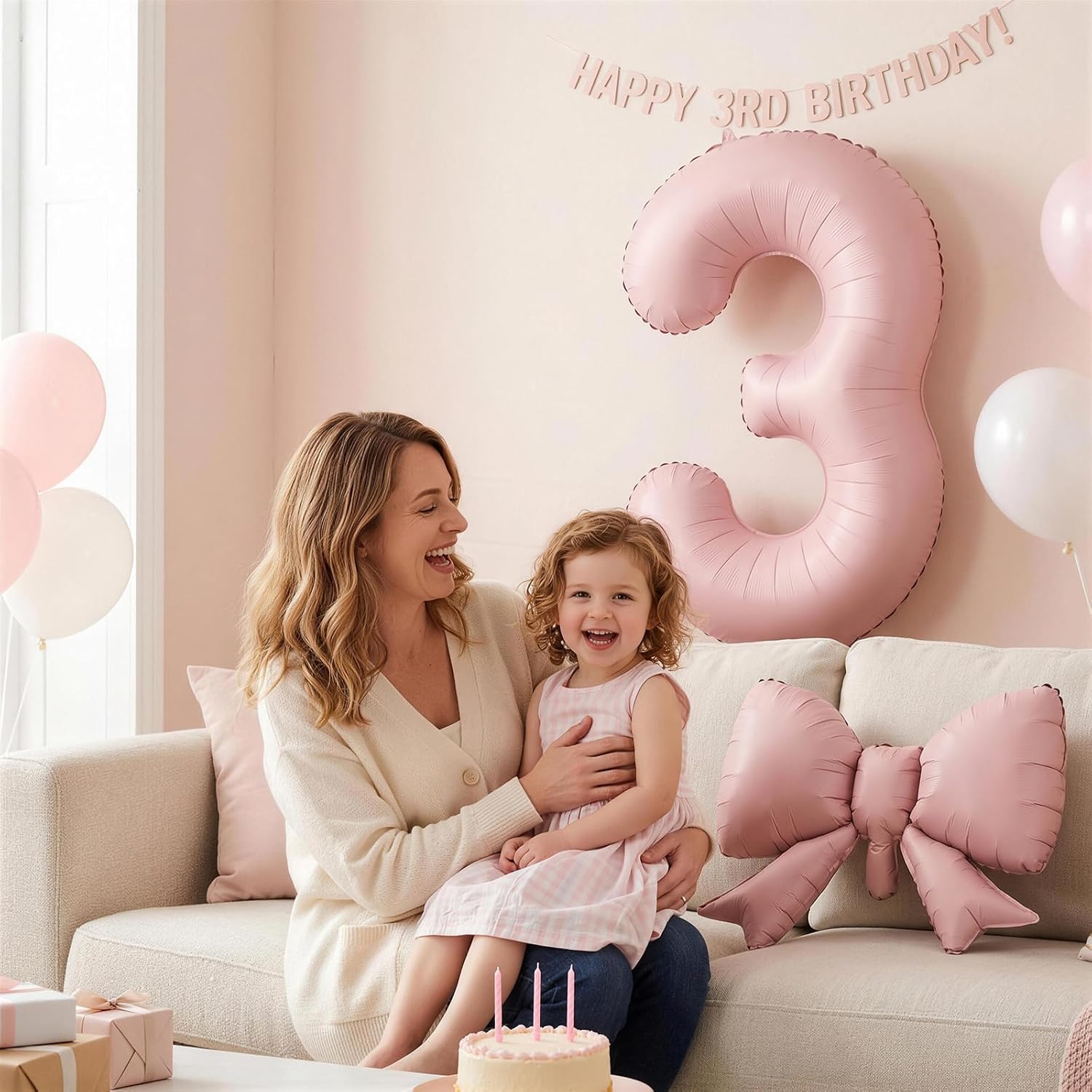 40 Inch Pink Number 1 with Bow Balloon for Girls 1st Birthday Decorations image 5