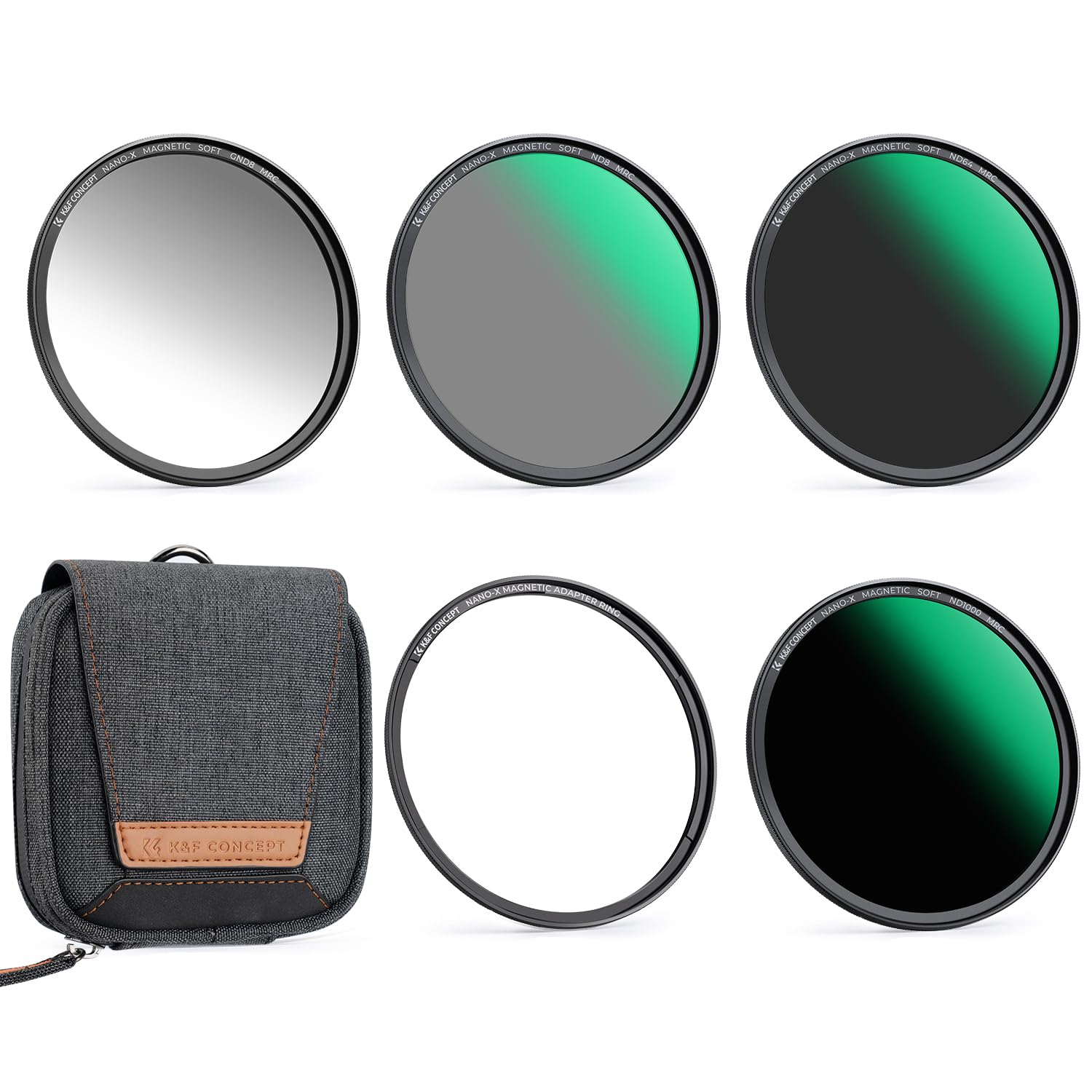 K&F CONCEPT 77mm Filtres Magnétiques GND8+ND8+ND64+ND1000+Bague Base+Sac en Kit Installer Rapidement pour Objectif Appareil Photo