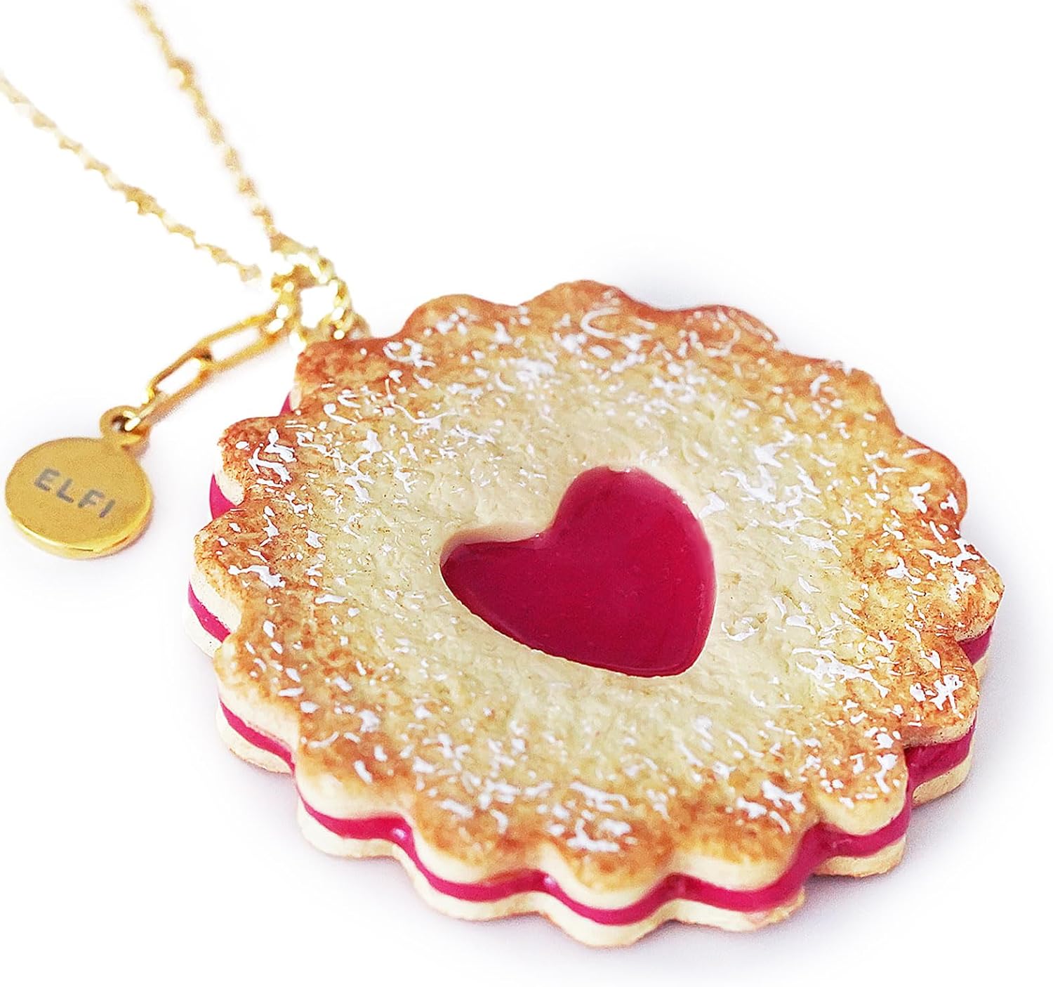 Cute Heart Jam Cookie Necklace Polymer Clay Dessert Jewelry, Kawaii Food Pendant Pastel Gift for Her Christmas Gift Idea Birthday Gift