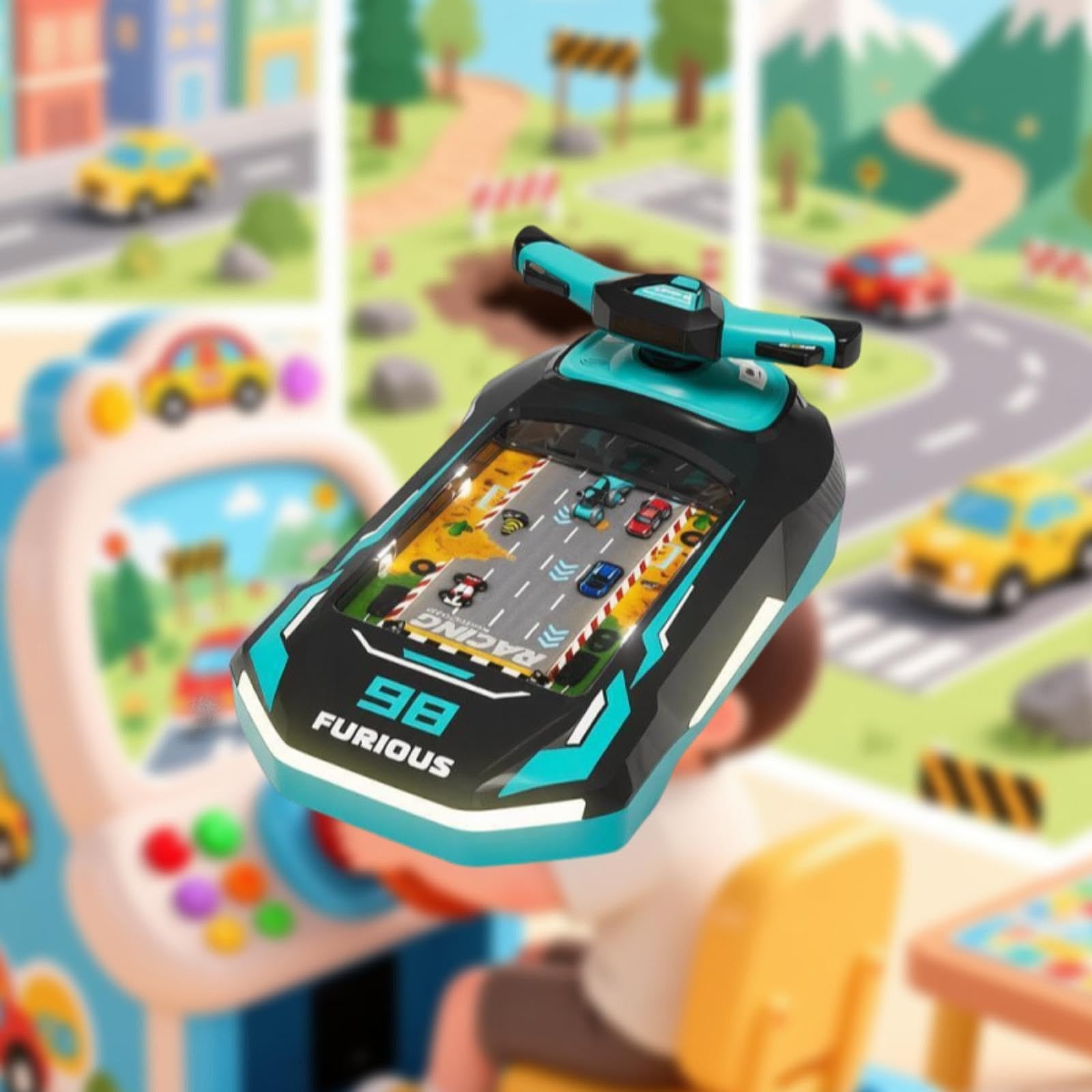 Volante Giocattolo Musicale Educativo Interattivo Simulazione di Guida Gioco con Suono Materiale PP Adatto per La Stanza Dei Bambini, Ricaricabile Blu, Taglia unica bambino