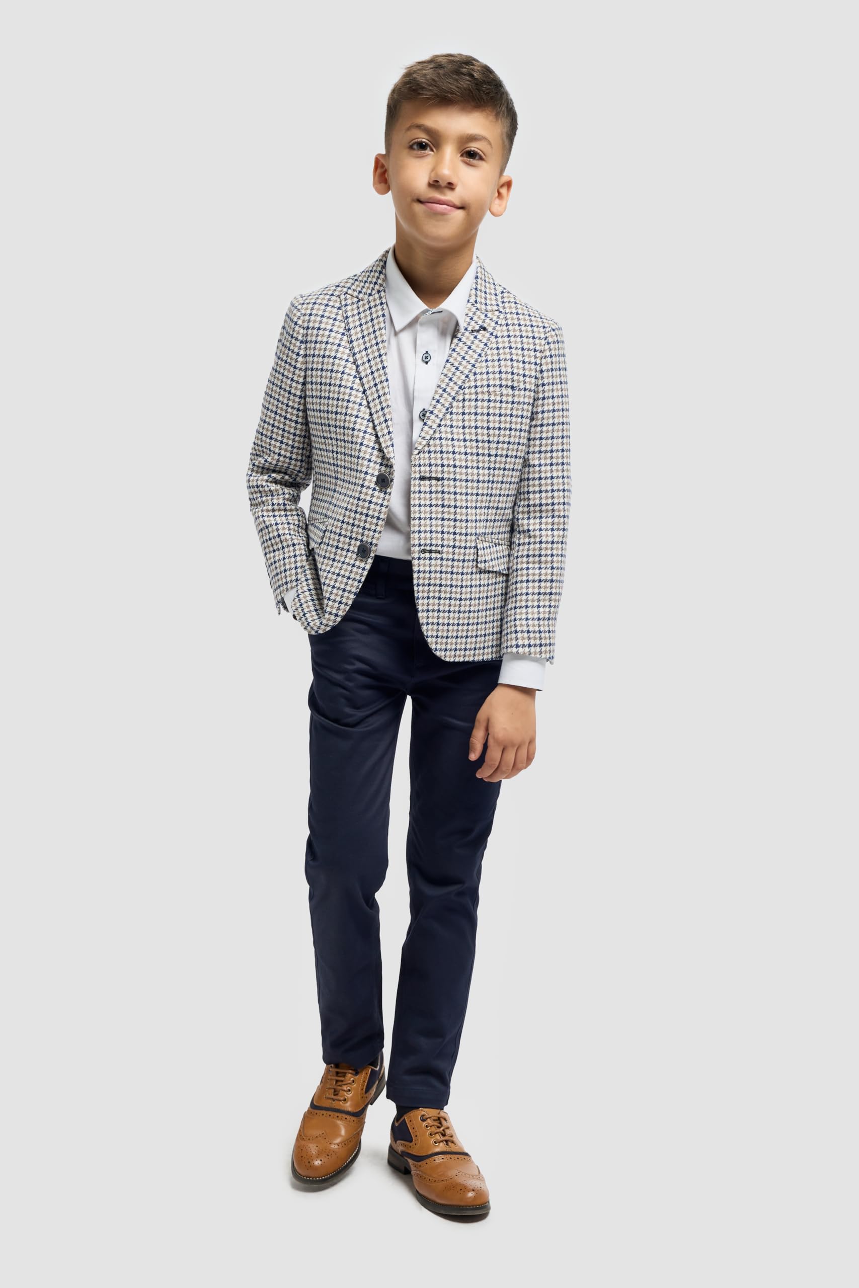 SIRRI Blazer Pied de Poule Beige Vintage da Uomo e da Ragazzo, Giacca Sportiva retrò Slim Fit in Misto Cotone