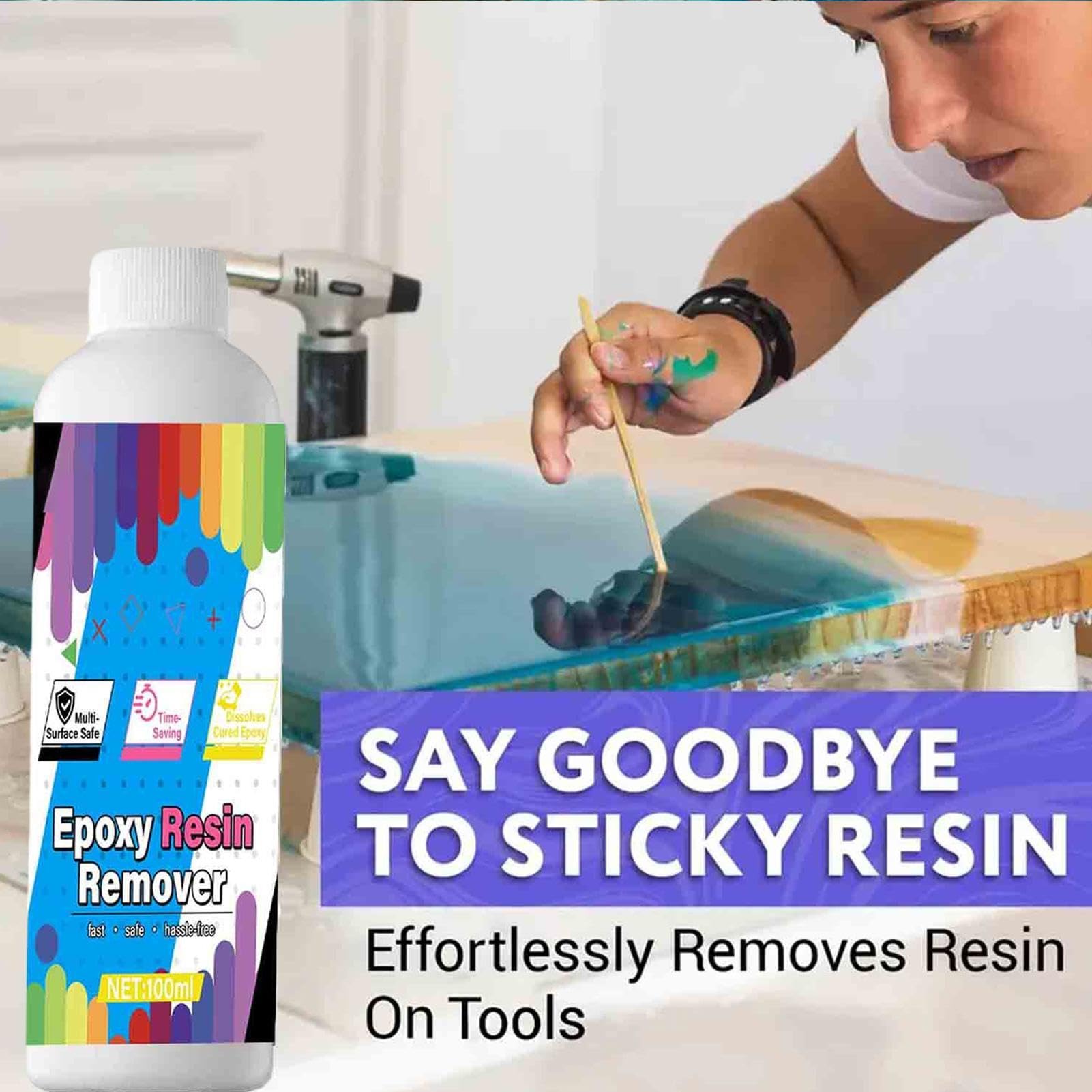 Décapant de résine époxy 100 ml nettoyant pour résine multi-usage intérieur extérieur