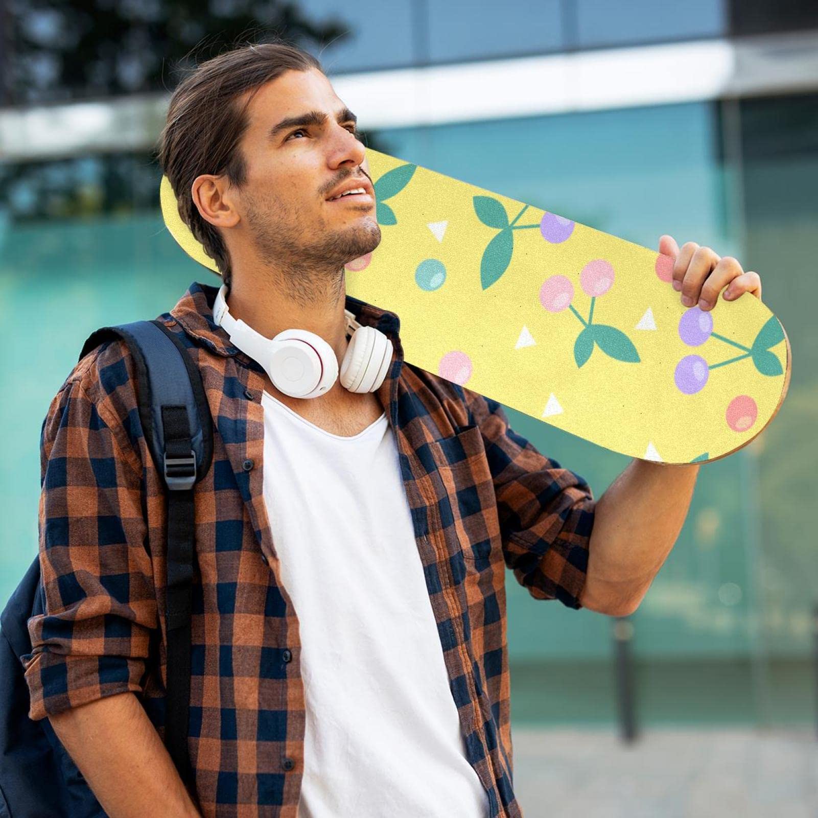 Colorful Cherry Lot de 2 feuilles de papier abrasif pour planche de skateboard et longboard