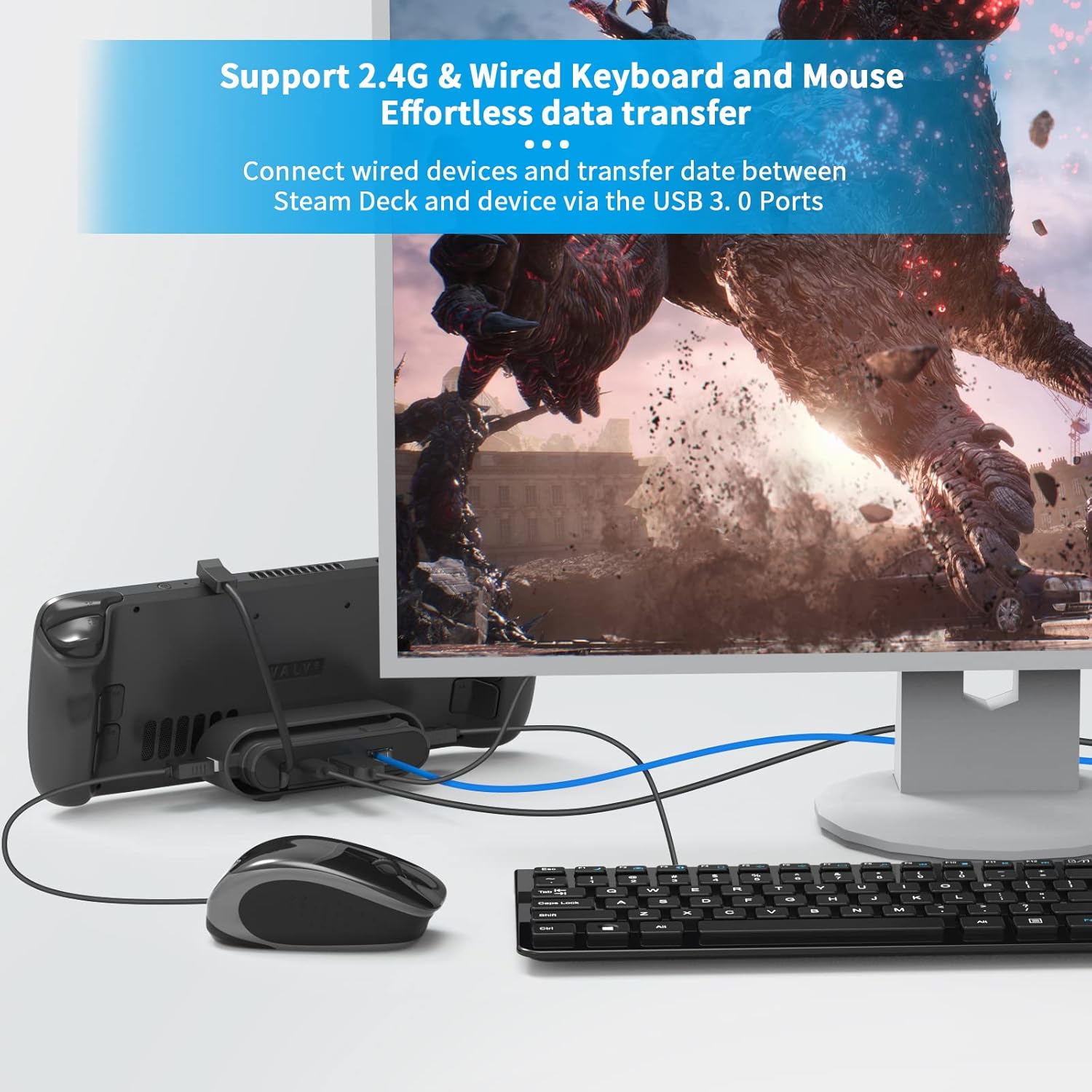 Dock with 4K@60Hz HDMI 2.0,Gigabit Ethernet Port(1000M), 2 USB A 3.0 5Gbps Data Ports,100W Power Delivery