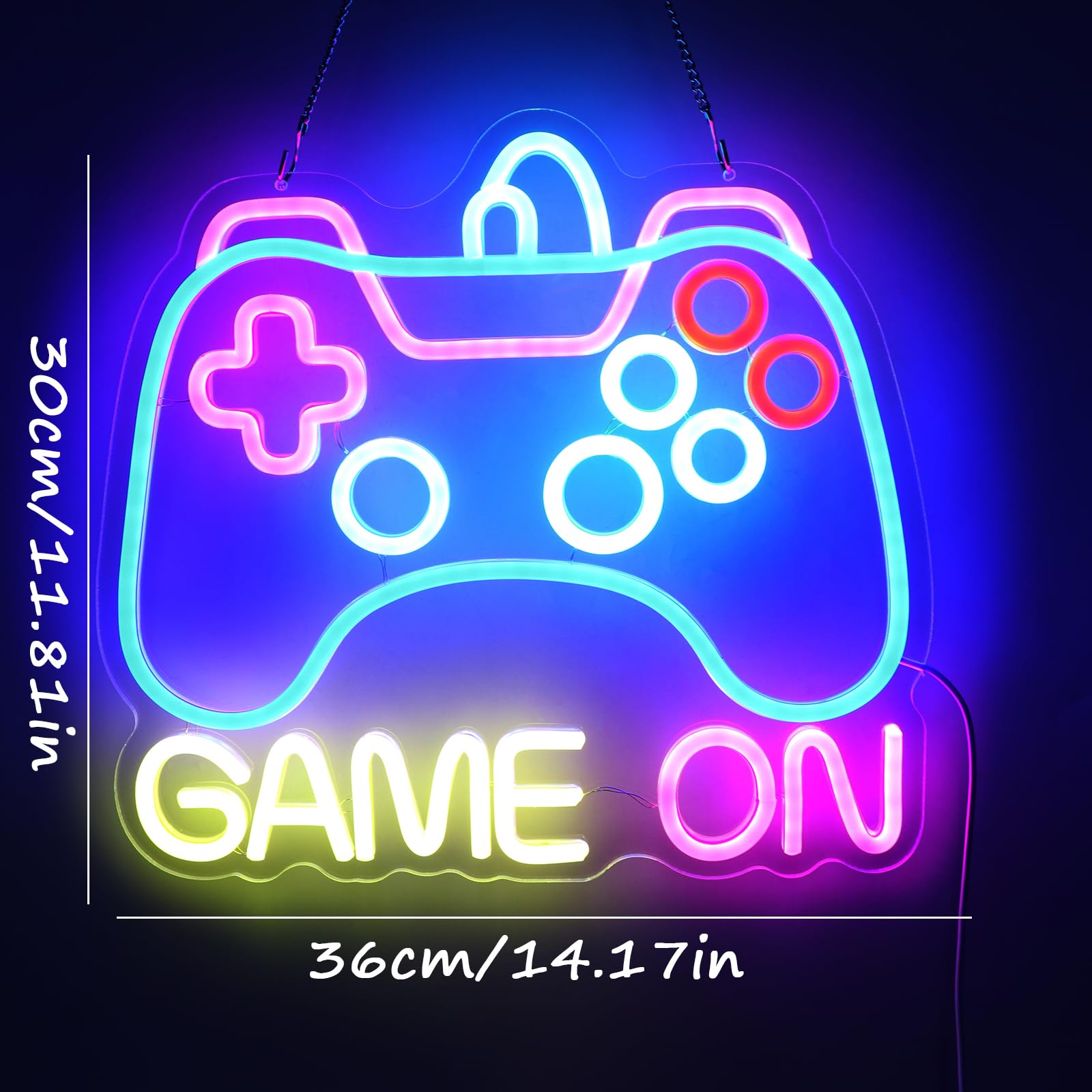 Spiel-Neonschild, dimmbar, Gamepad-Form, LED-Neonlicht-Schilder, Gaming-Neonschild mit Schalter, Gamer-Geschenke für Teenager, Jungen, Mädchen, für Schlafzimmer, Spielzimmer, Party