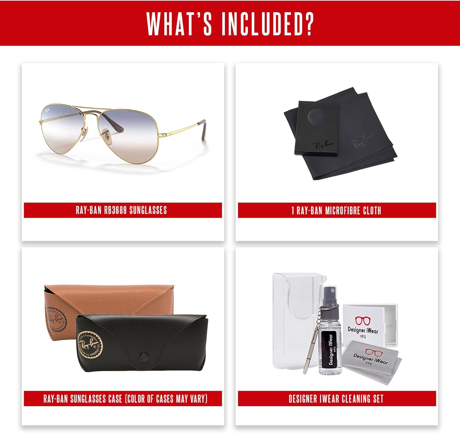 Ray-Ban Aviator Metal II RB3689 Aviator Sunglasses for Men for Women +BUNDLE with ACCESSORY EYEWEAR KIT