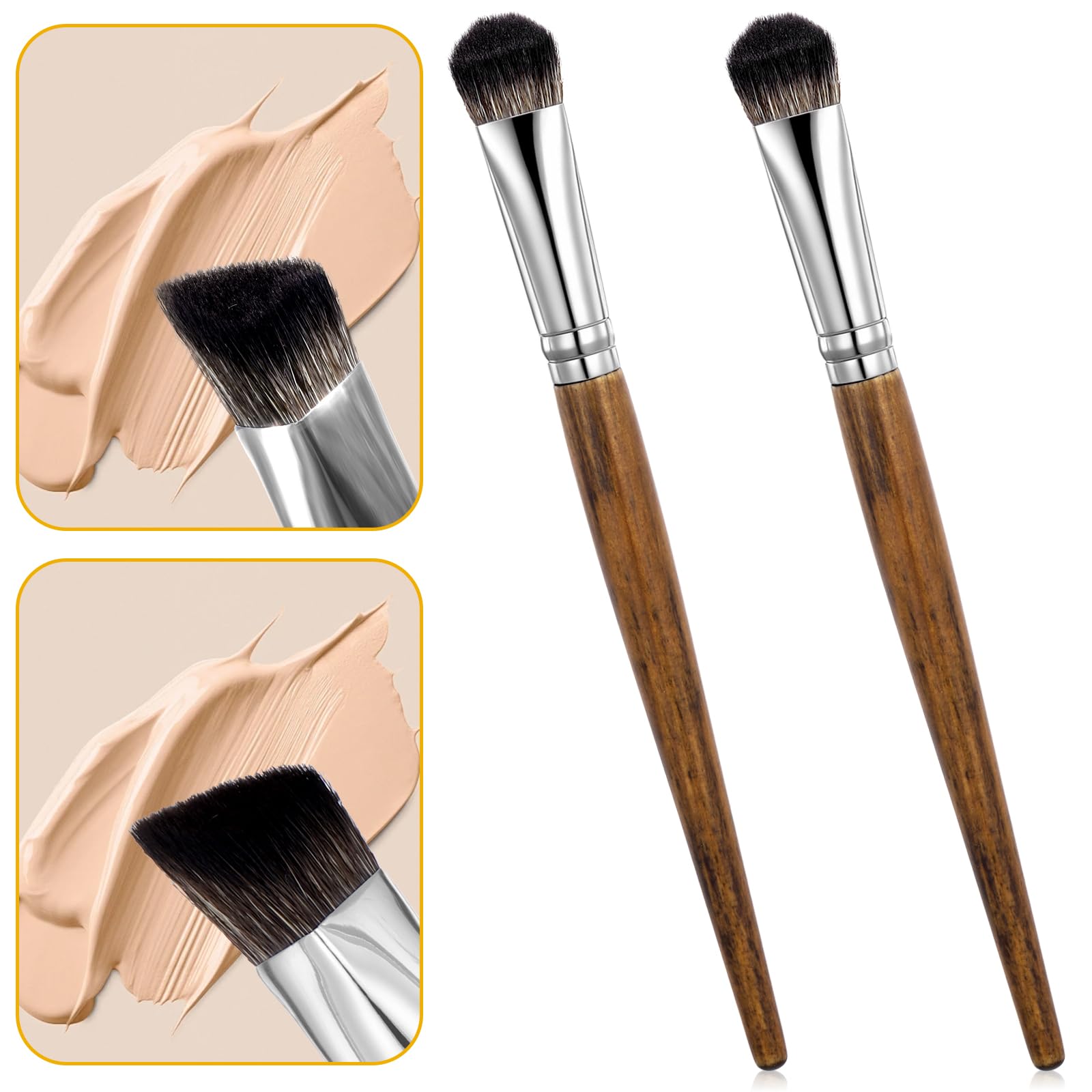 Hadnves 2 PCS Concealer Brush Under Eye Angled Concealer Brush Undereye Corrector Makeup Blending Brushs Triangle Precise Coverage Dark Circles for Eye Brightener Color Corrector Nose Contour