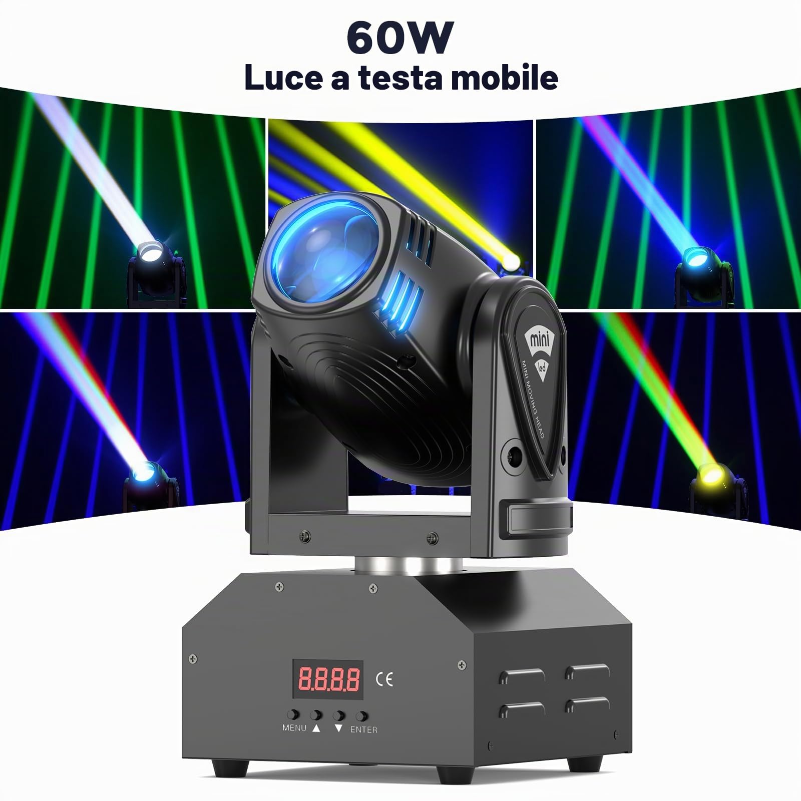60W Mini RGBW LED Beam Teste Mobili d-mx 11/13 CH Pinspot Luce Disco Luce Effetti Luce Controllati dalla Musica per Disco Party DJ Club Bar Palco