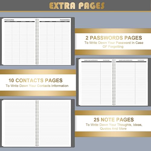 Miniatura 7 de Agenda mensual 2024-2025 - Agenda 2024-2025 con cubierta suave de cuero, julio 2024 a diciembre 2025, 9 x 11 pulgadas, agenda 2024-2025 con pestañas