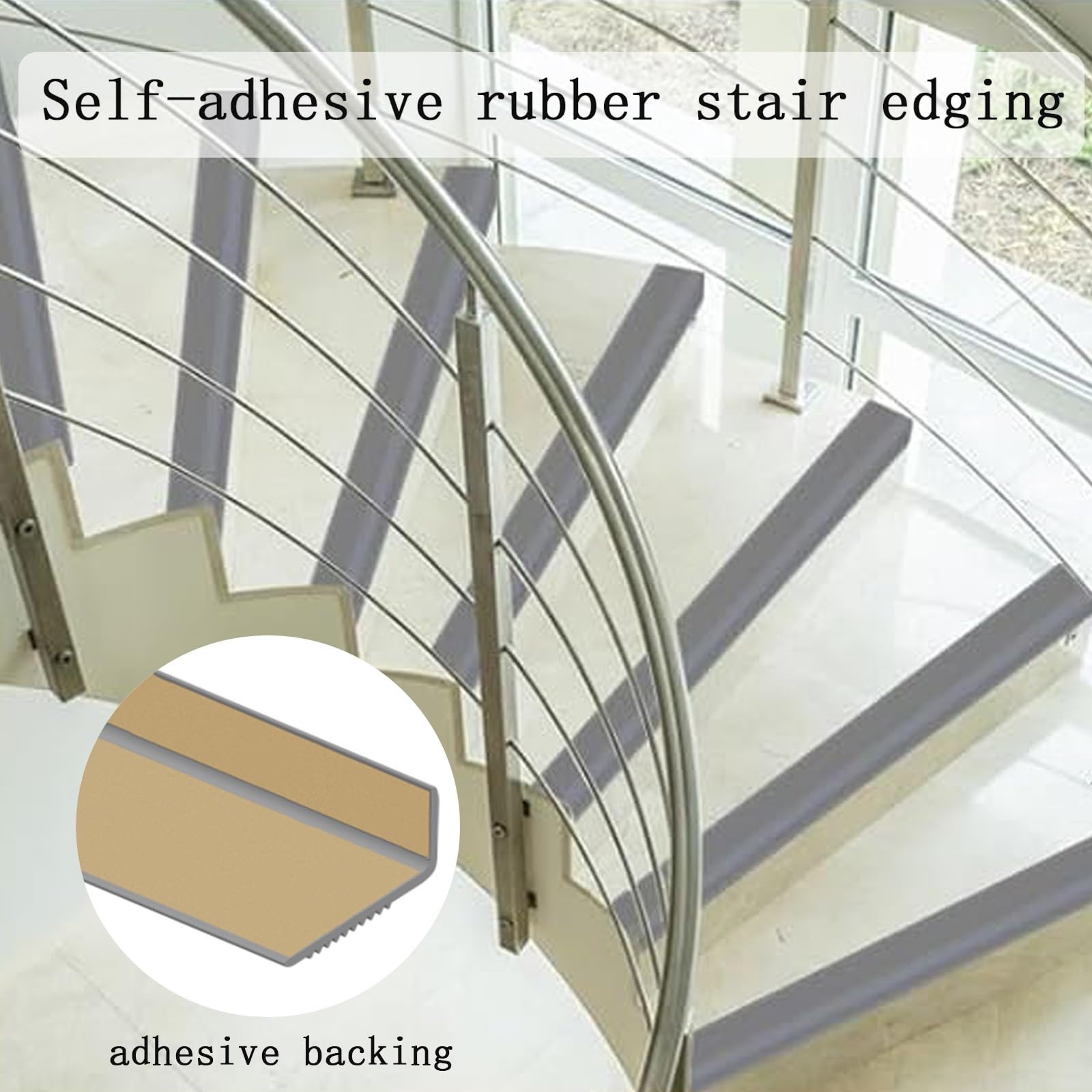 Perfil de Vinilo para escaleras, Cinta Antideslizante para peldaños de escaleras Exteriores, moldura de Borde, Tira Protectora de Esquinas de Seguridad, Tiras Protectoras para escaleras y pi
