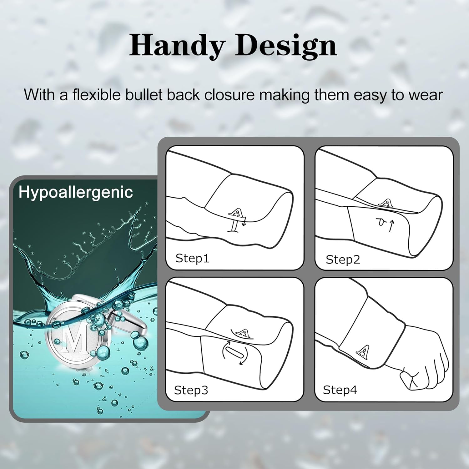 LOLIAS 3 Pairs Initial Cufflinks For Men Classic Mens CuffLinks Set Letter Cuff Links for Casual to Formal with Gift Box Silver Black 14K gold plated Cufflinks for Father Husband - Image 6