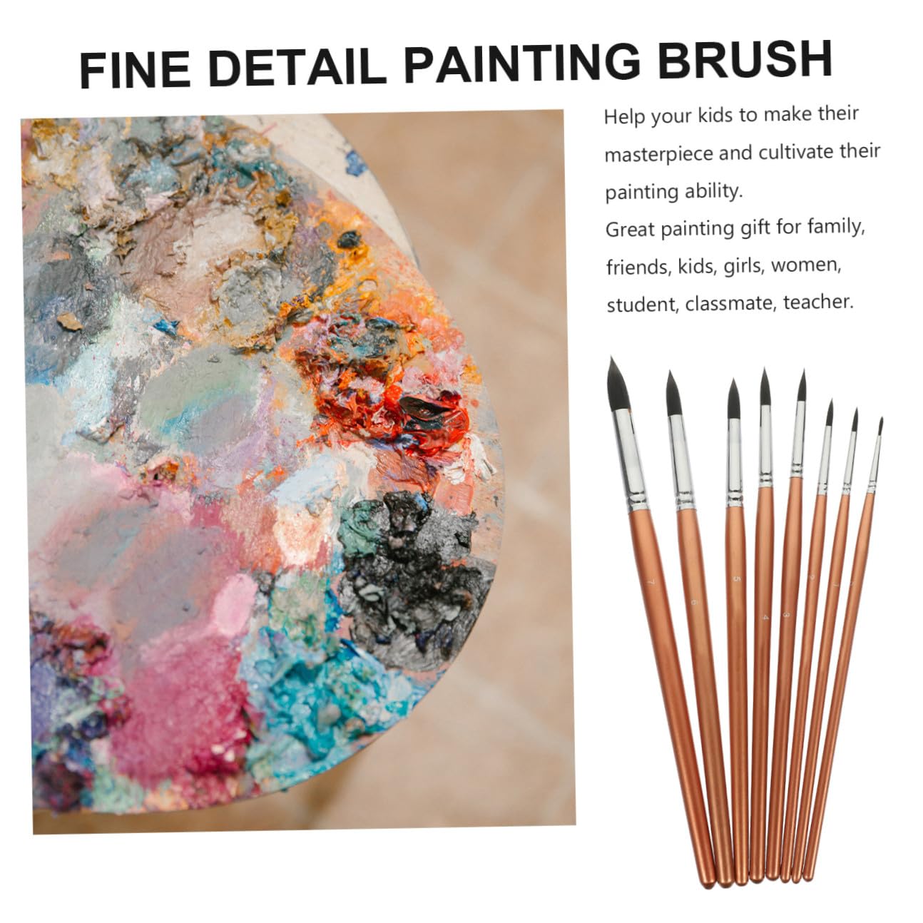 8 Piezas Pinceles Ergonómicos para Pintura Artística Mezcla de Pelo Animal para Acuarela y Óleo Cómodos y Duraderos para Uso Doméstico y Práctica Creativa