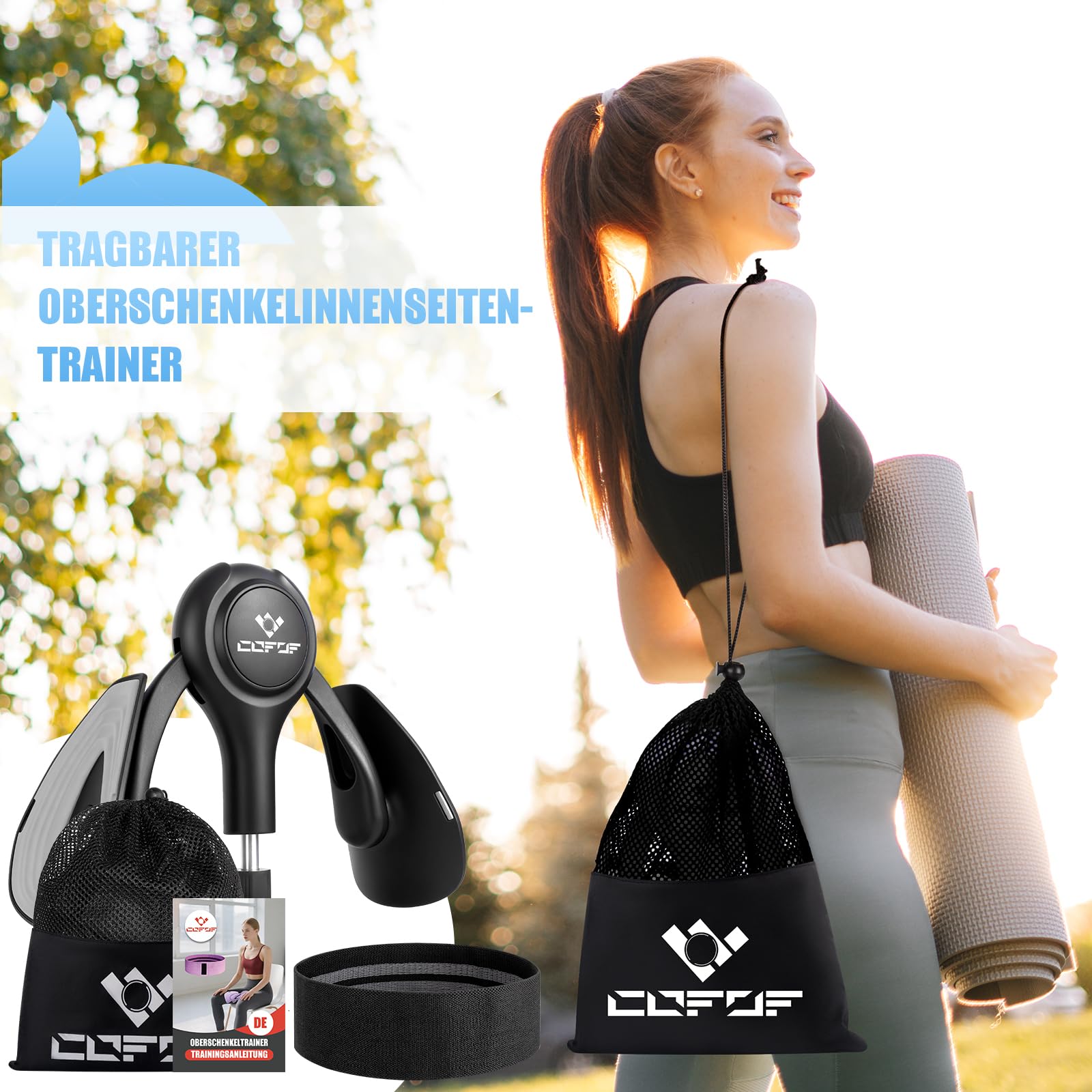 Oberschenkeltrainer, 15-70 lbs Beckenbodentrainer für Frau, Multifunktionaler Gesäßtrainer, Po Trainer mit Resistance Bands, Beinpresse für Zuhause, Beckenboden Trainingsgerät zum Formen, Yoga
