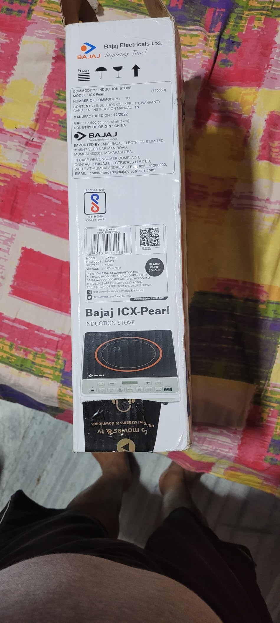 Buy Bajaj Majesty Icx Pearl 1900W Induction Cooktop With Pan Sensor And