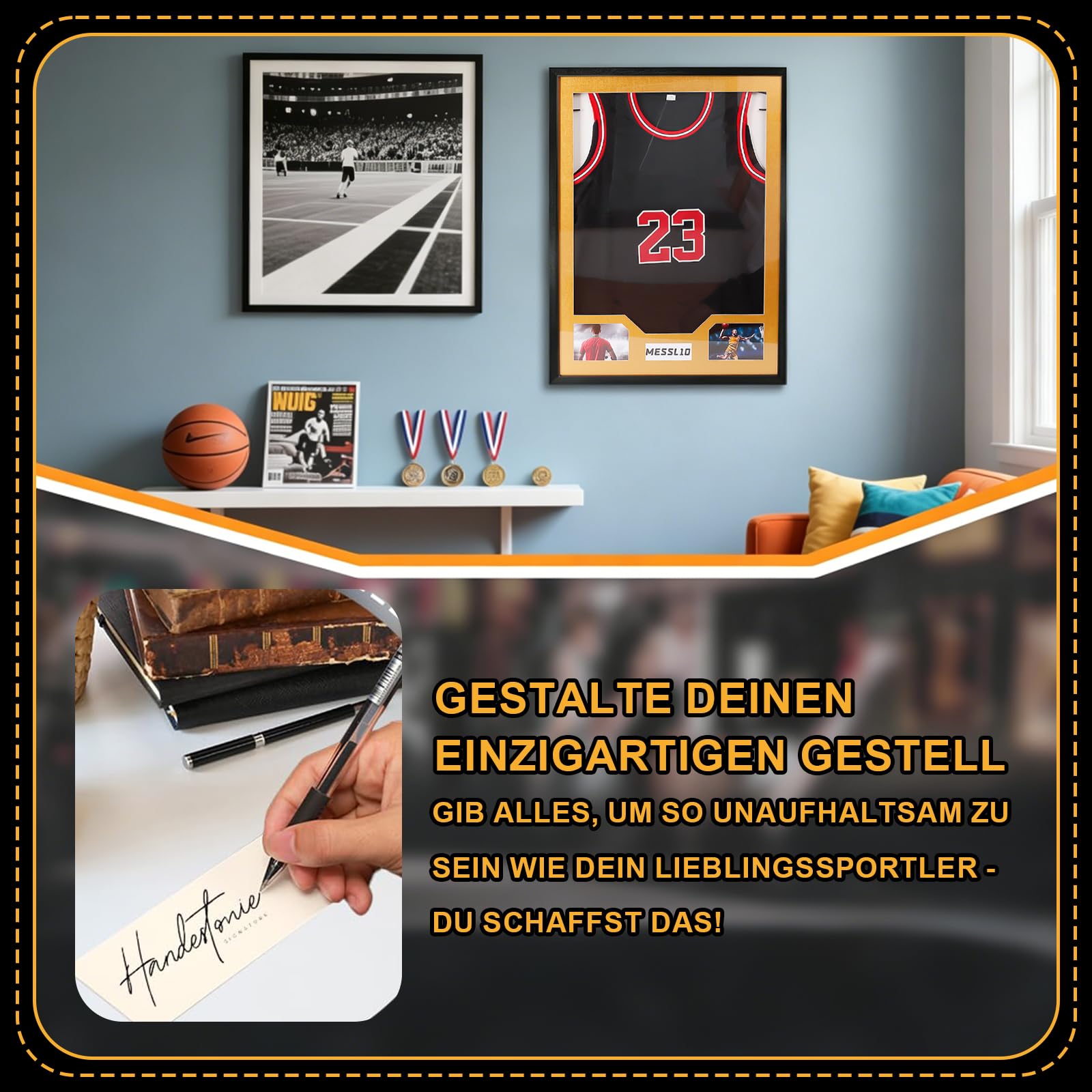 Trikotrahmen - Bilderrahmen für Trikot 3D Objektrahmen 60 x 80 cm, 3D Bilderrahmen zum Befüllen für Fußball Trikot NBA Trikot& Puzzle, mit Aufhänger, Tiefer Rahmen, Holz und Acrylglas, Schwarz