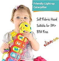 Vista 5 de KiddoLab Lira Baby Musical Toy with Lights & Music – Interactive Caterpillar Spinner & Stacking Rings for Infants 3+ Months – Soft Stuffed Animal